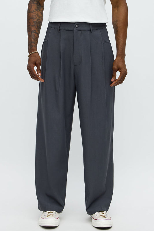 Baggy Pleated Regal Trouser - Charcoal Fashion Nova