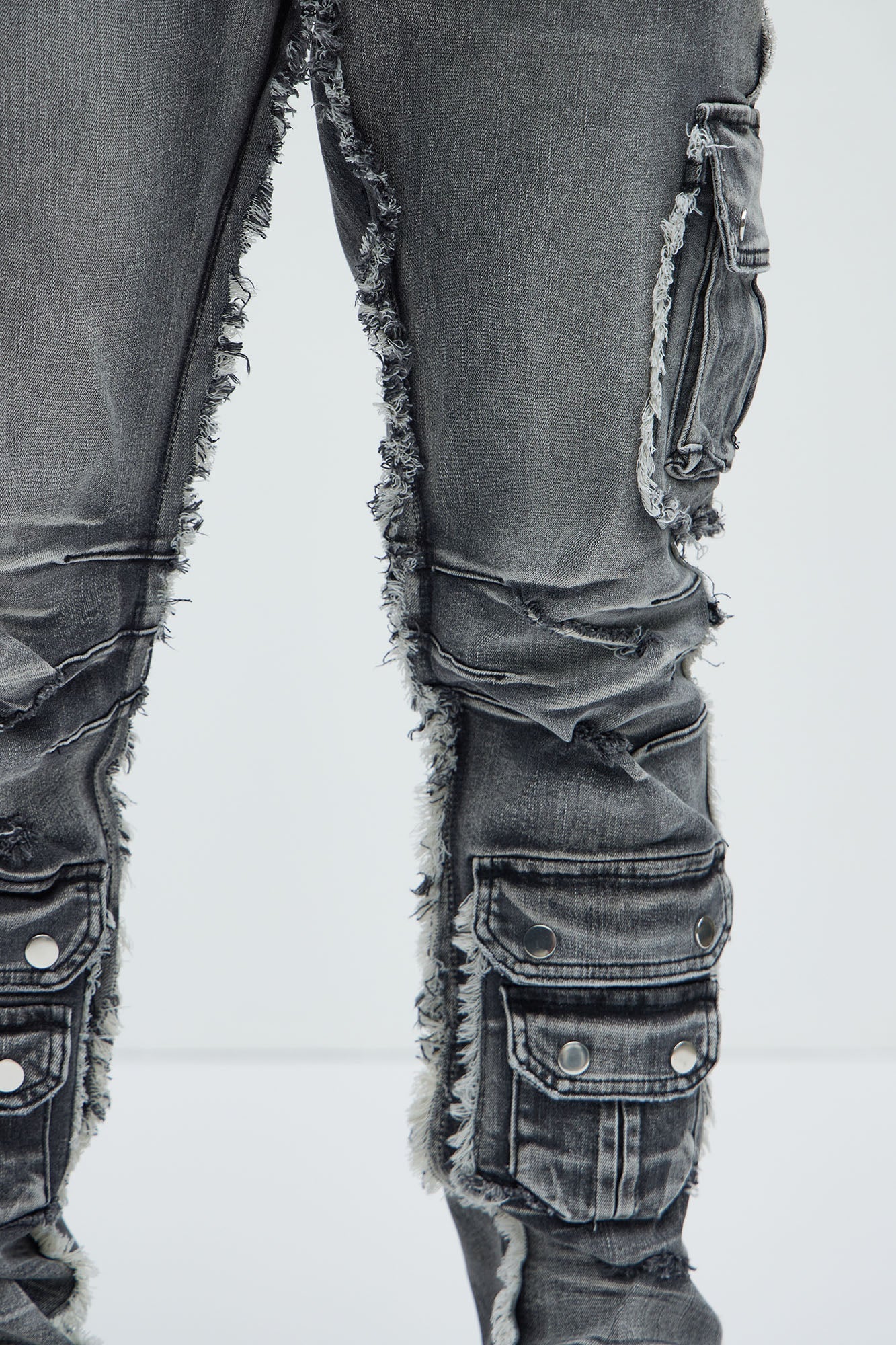 Risky Business Slim Cargo Jeans - Black Wash Fashion Nova