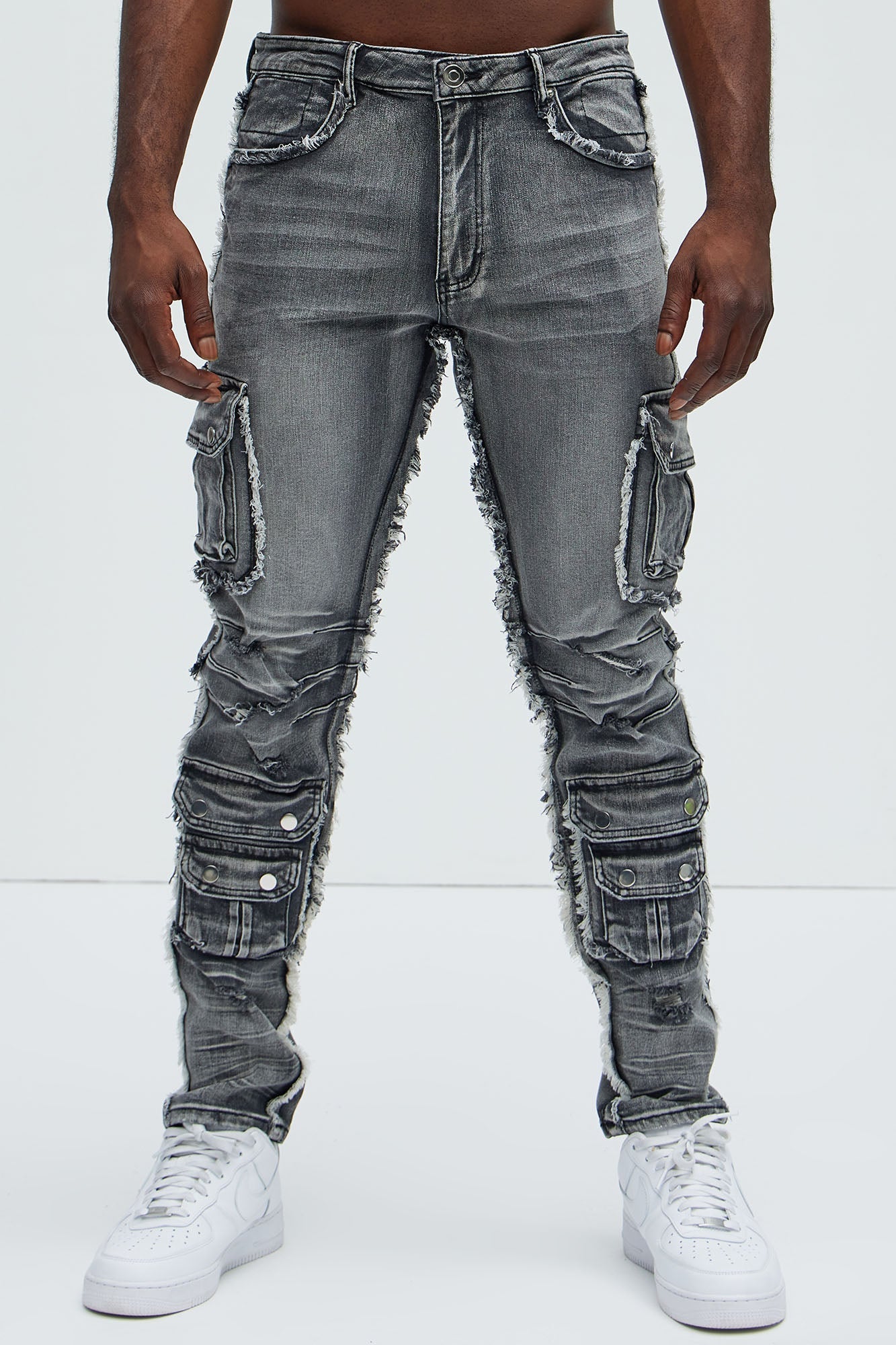 Risky Business Slim Cargo Jeans - Black Wash Fashion Nova