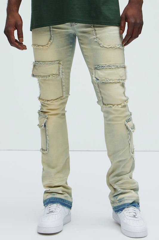 Can I Cargo Stacked Skinny Flare Jeans - Light Wash Fashion Nova