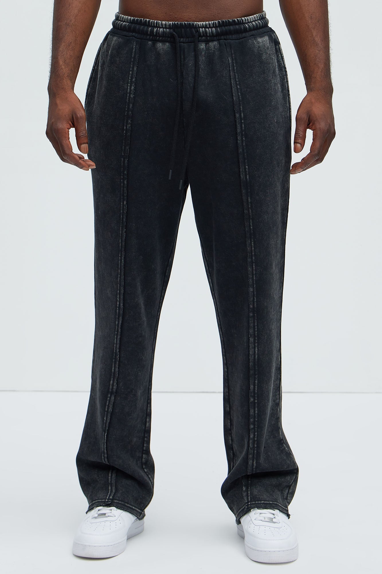 Tyson Frayed Seams Sweatpants - Black Fashion Nova