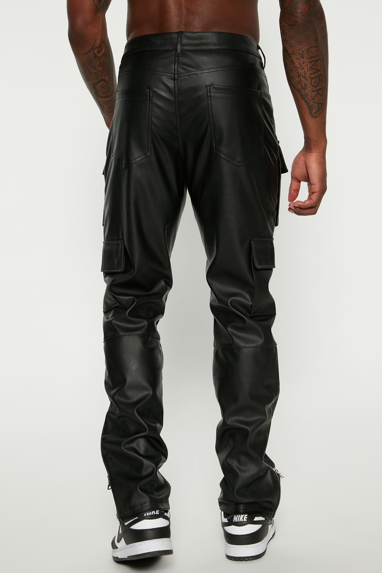 Zip It Faux Leather Slim Cargo Pants - Black Fashion Nova