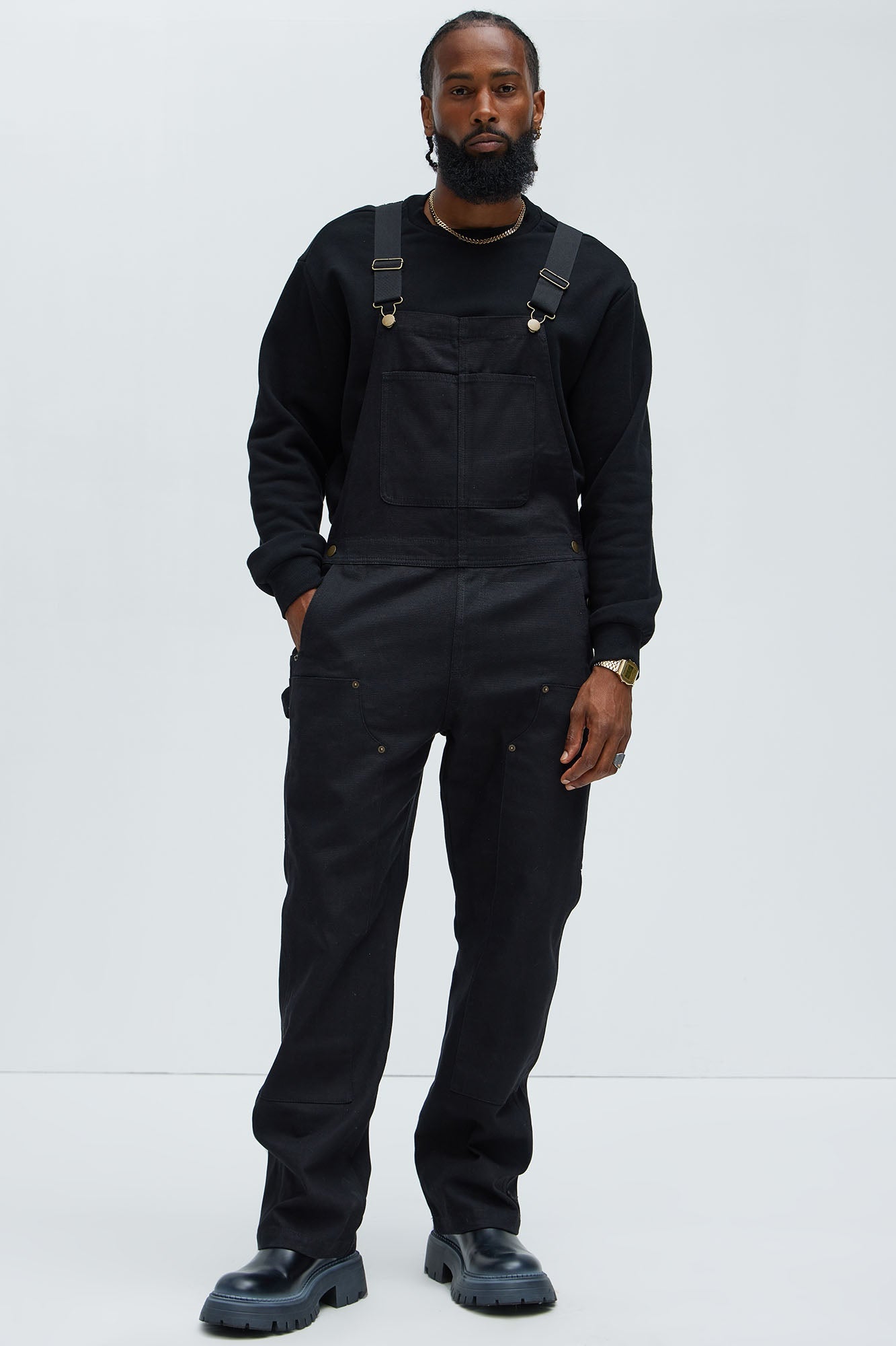 Alexander Utility Canvas Overalls - Black Fashion Nova