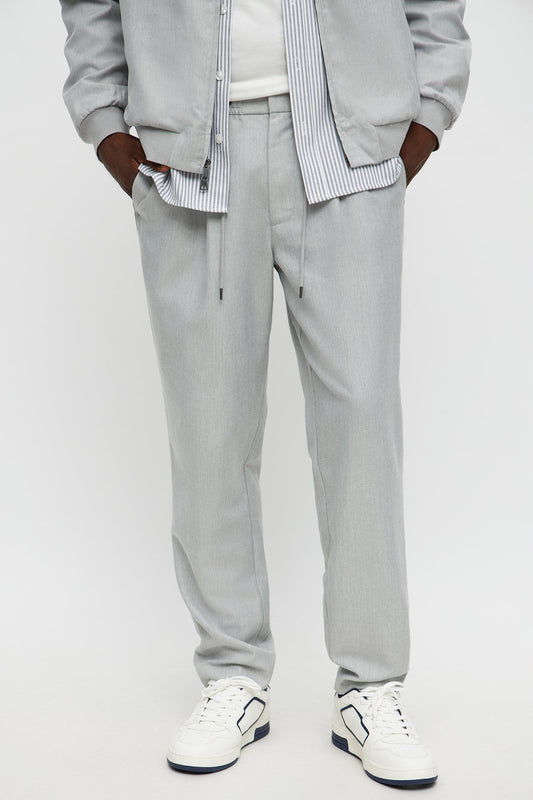 Slim Modern Stretch-Waist Everyday Trouser - Light Grey Fashion Nova