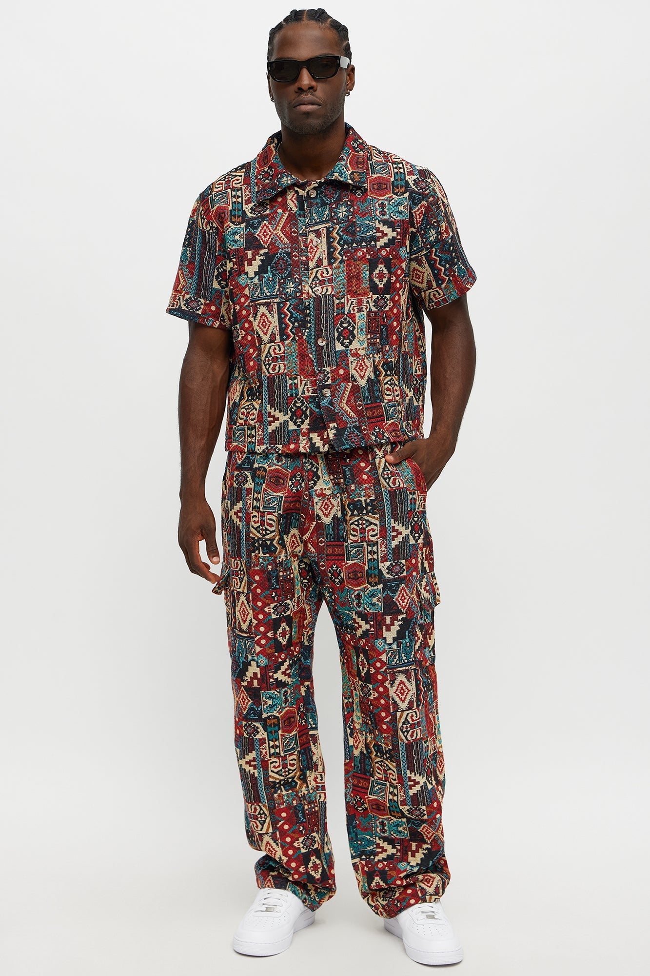 Regular Fit Aztec Full Button Up Shirt - Multi Color Fashion Nova
