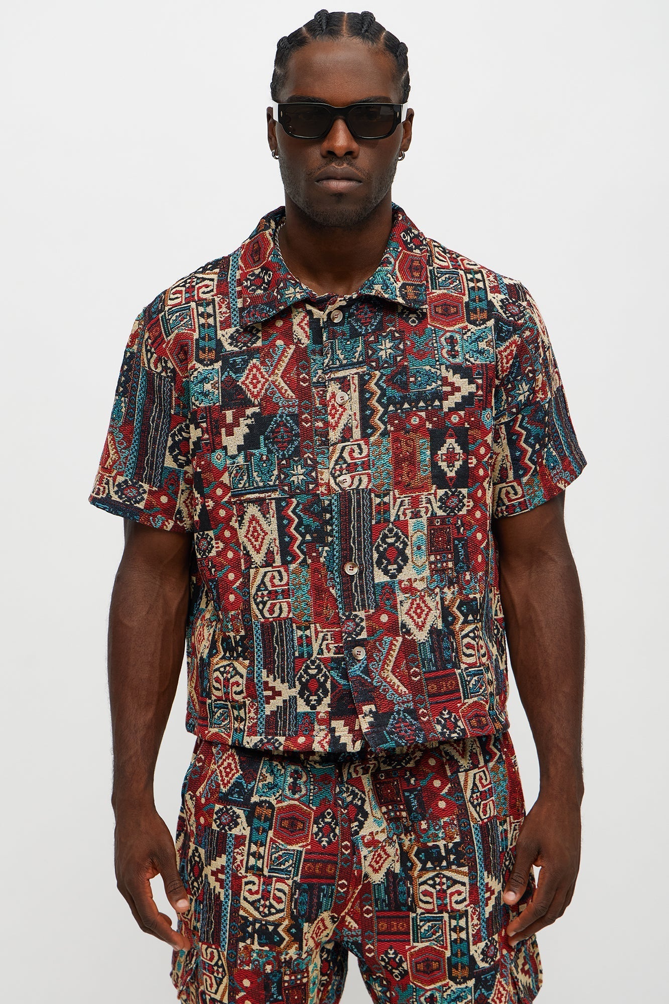 Regular Fit Aztec Full Button Up Shirt - Multi Color Fashion Nova