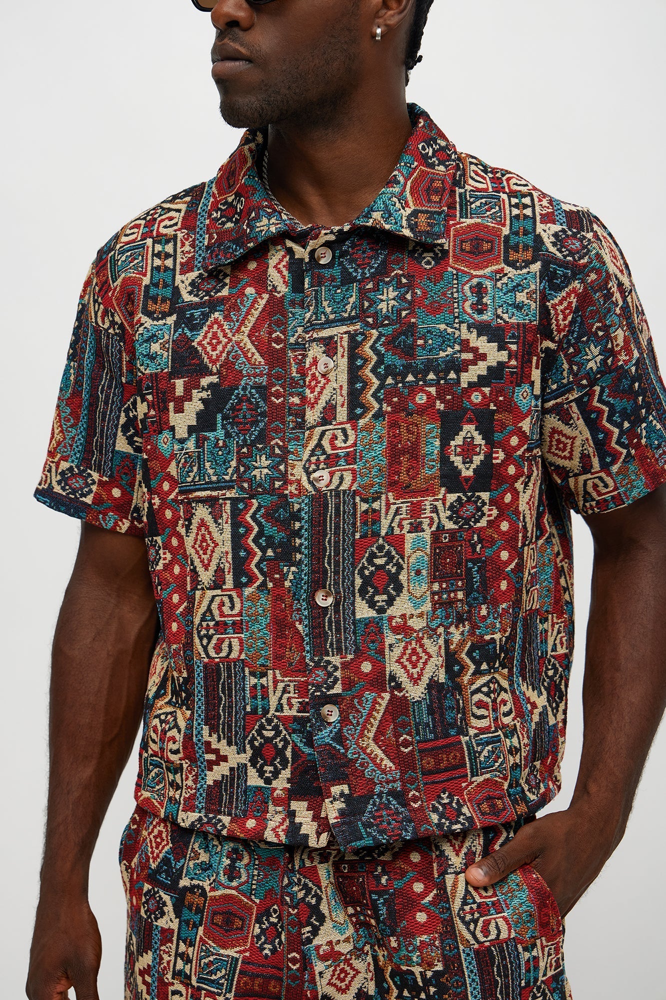 Regular Fit Aztec Full Button Up Shirt - Multi Color Fashion Nova