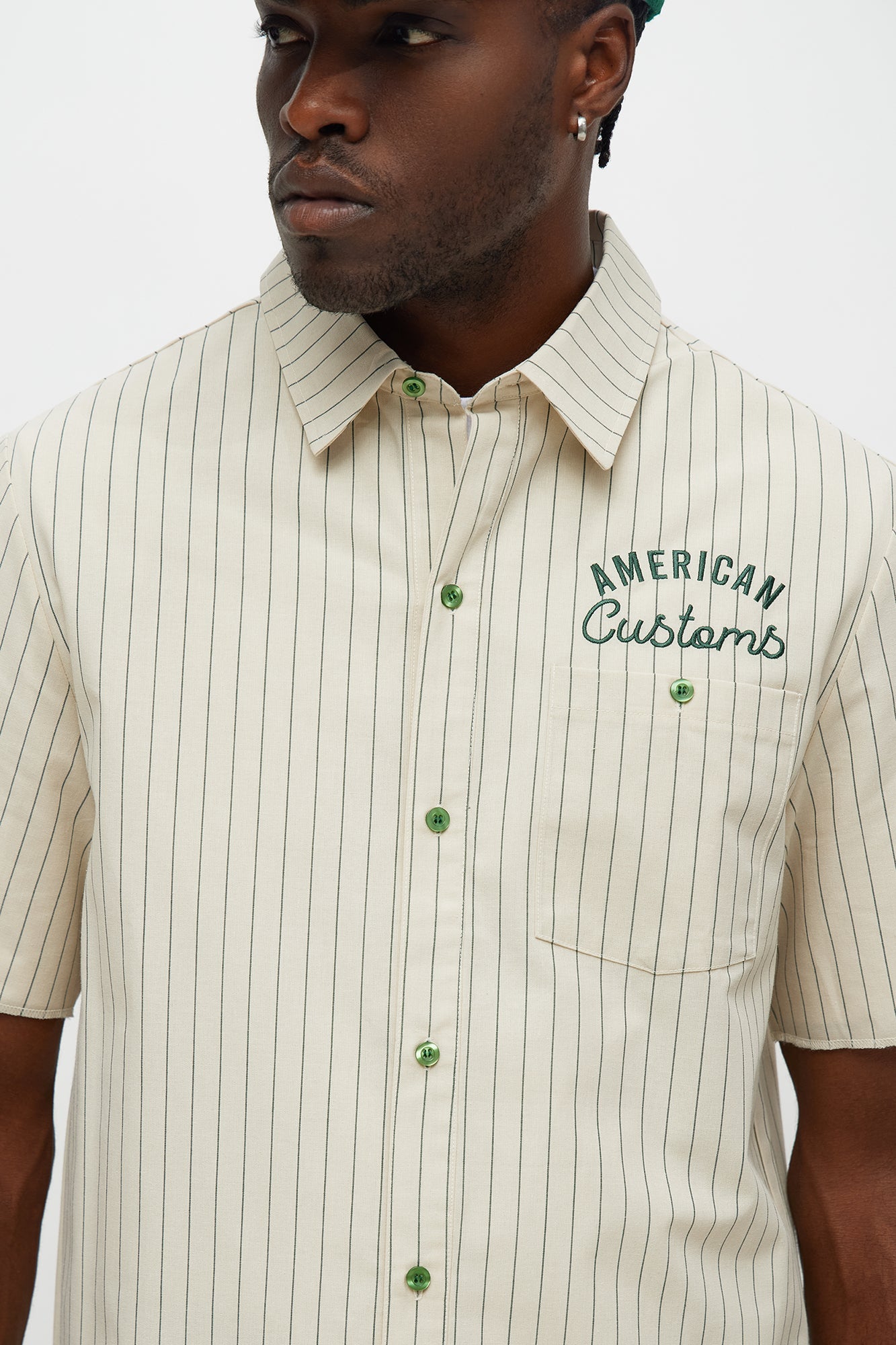American Customs Raw Hem Mechanic Button Up Shirt - Hunter Green Fashion Nova