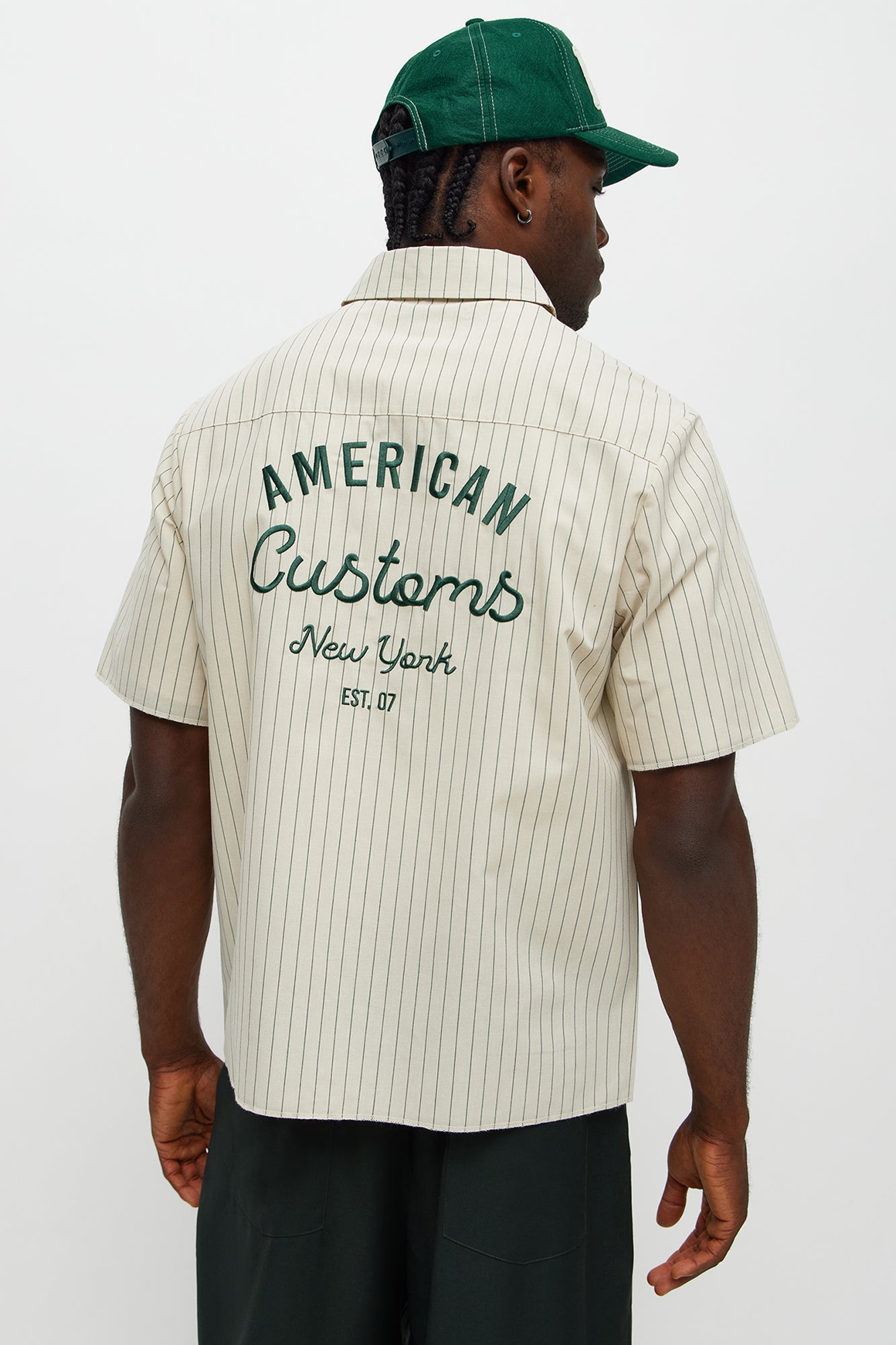 American Customs Raw Hem Mechanic Button Up Shirt - Hunter Green Fashion Nova