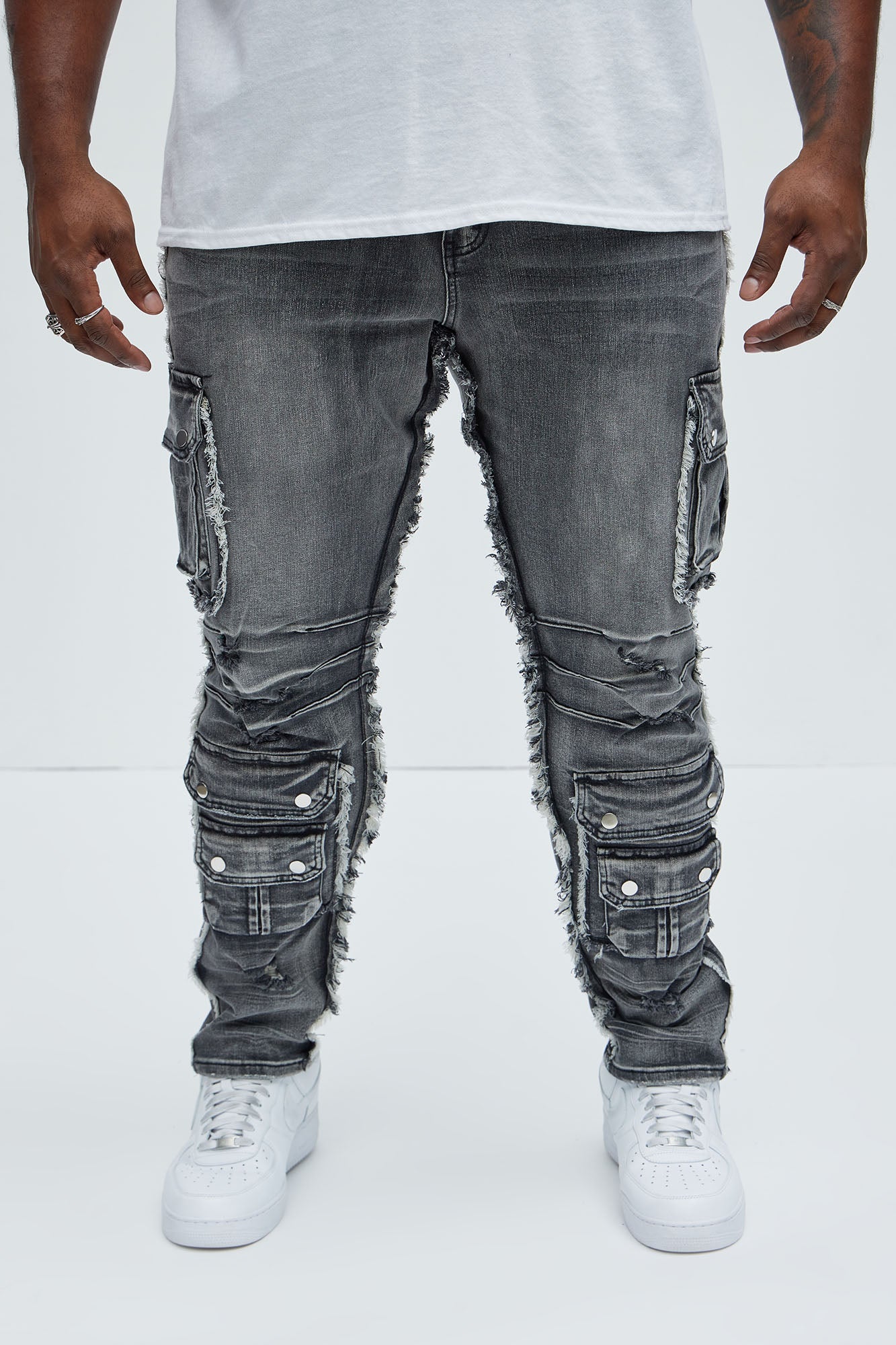 Risky Business Slim Cargo Jeans - Black Wash Fashion Nova