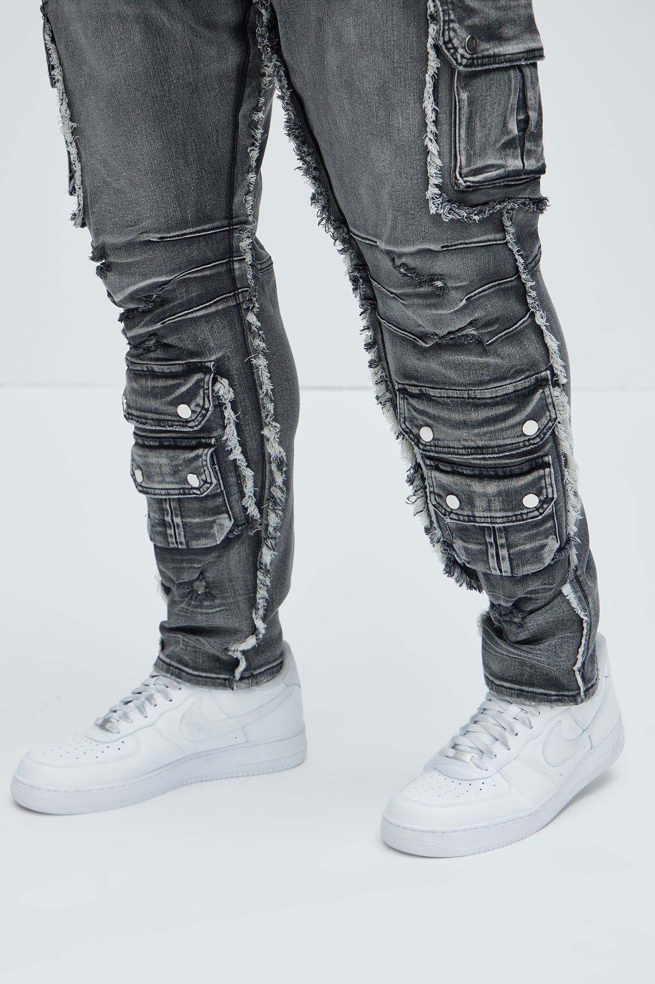 Risky Business Slim Cargo Jeans - Black Wash Fashion Nova