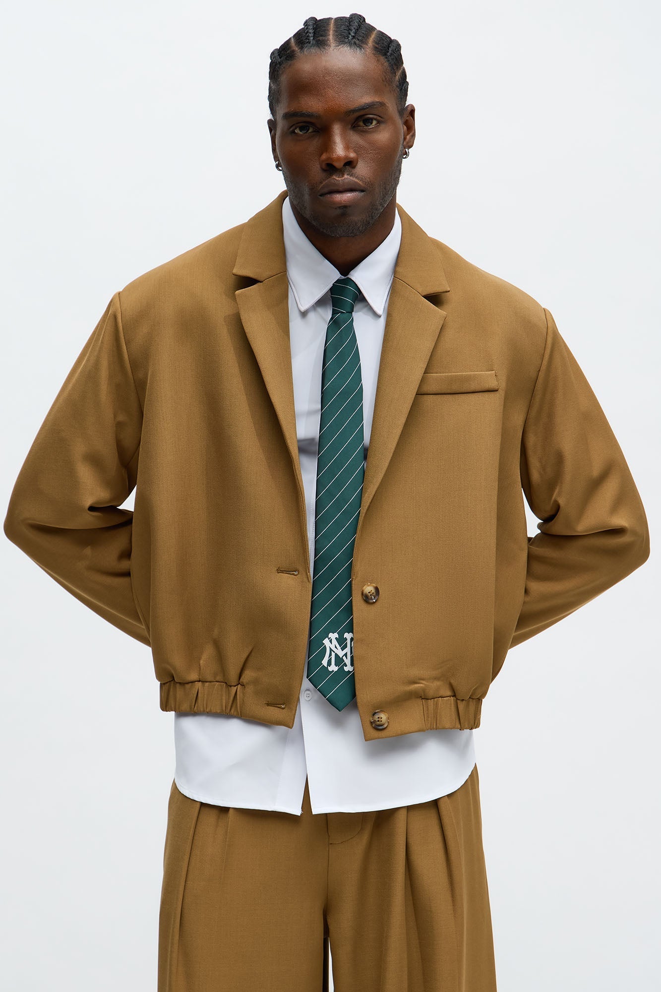 Cropped Strikeout Blazer Bomber Jacket - Brown Fashion Nova