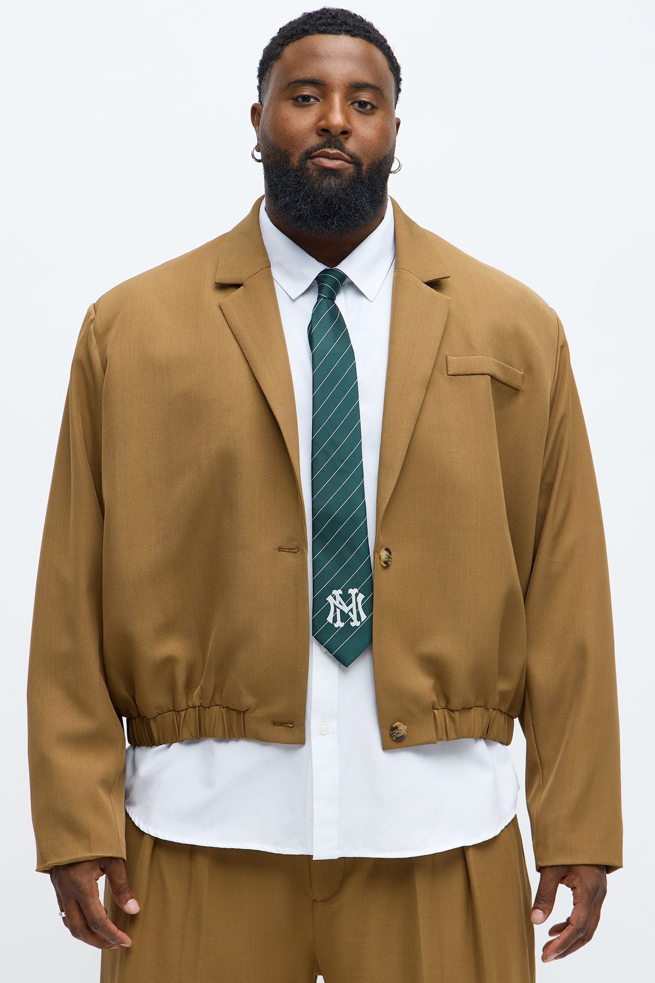 Cropped Strikeout Blazer Bomber Jacket - Brown Fashion Nova