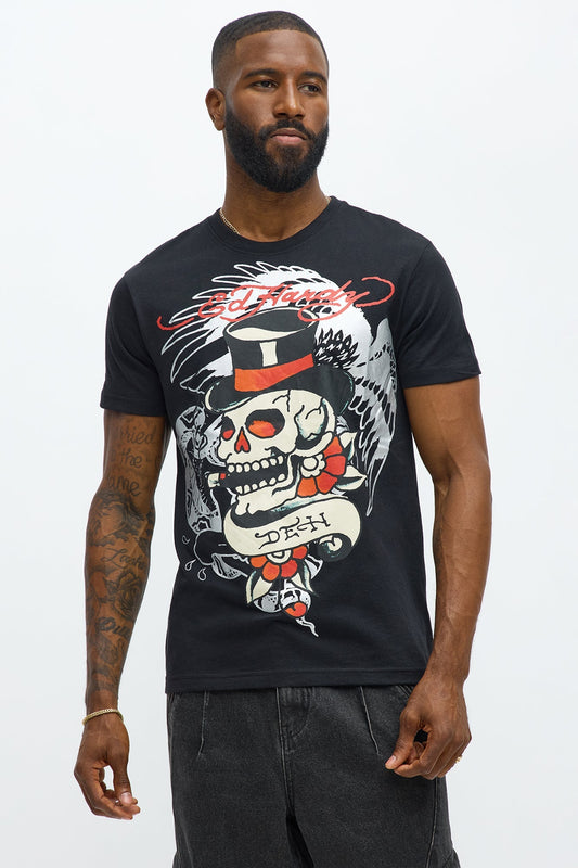 Ed Hardy Skeleton Tattoo Short Sleeve Tee - Black Fashion Nova
