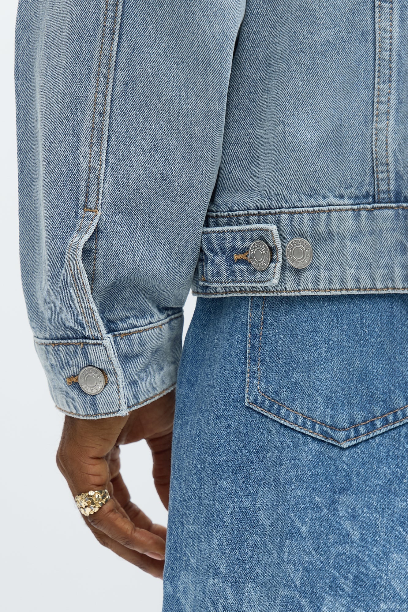 Not The Bad Guy Studded Trucker Jacket - Light Blue Wash Fashion Nova