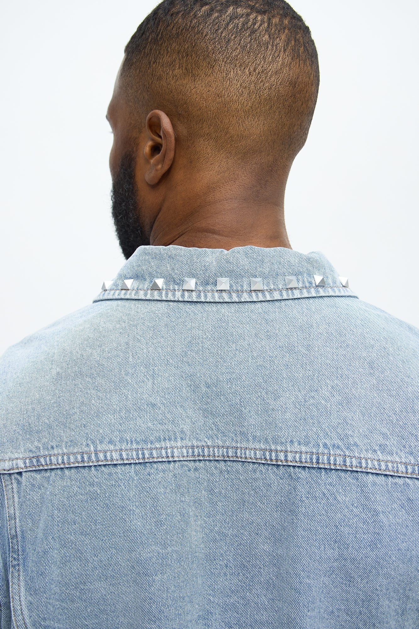 Not The Bad Guy Studded Trucker Jacket - Light Blue Wash Fashion Nova