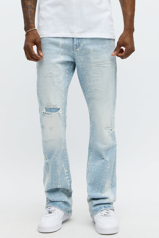 Stacked Skinny Flare Bleach Croc Jean - Light Wash Fashion Nova