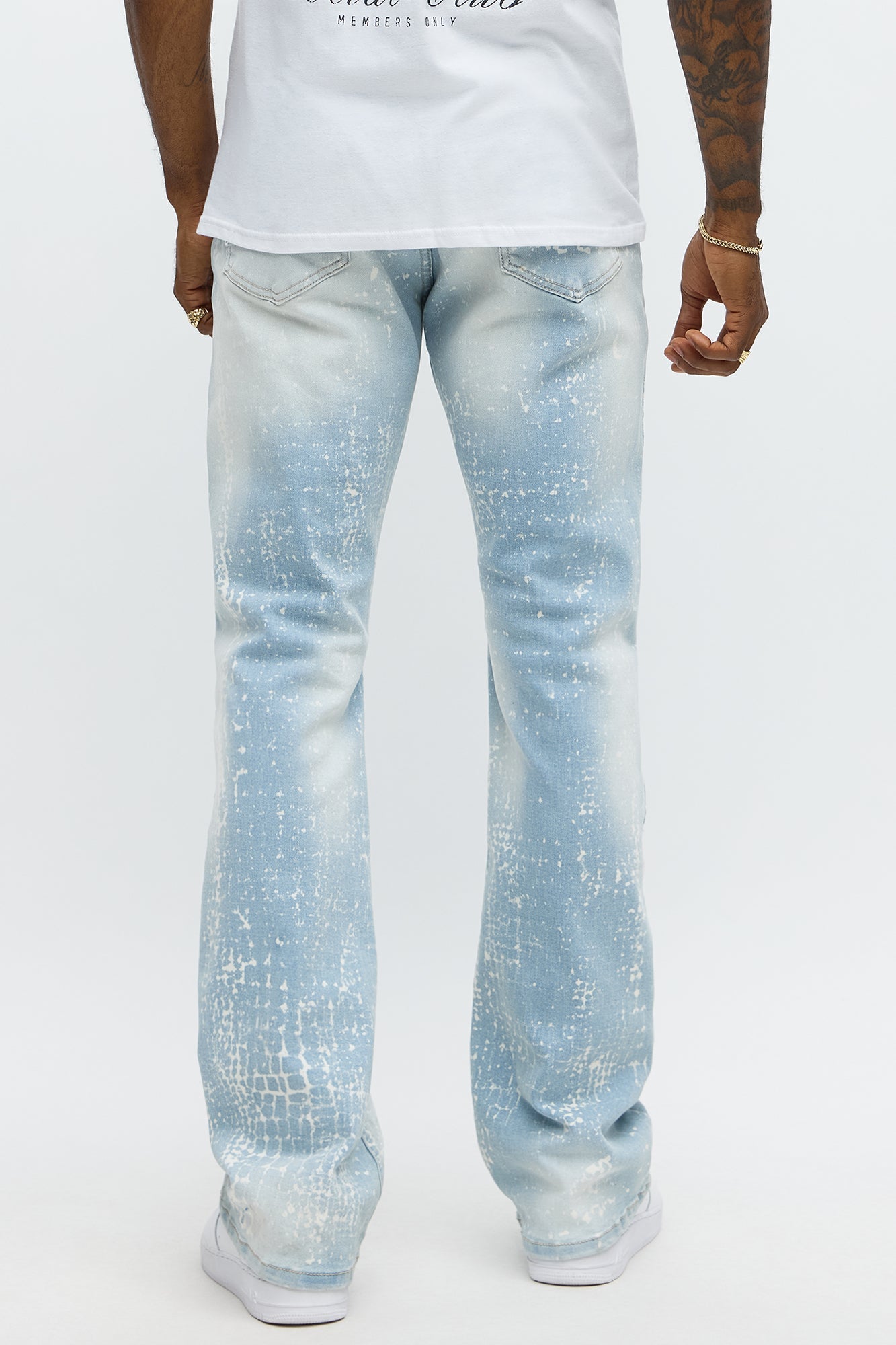 Stacked Skinny Flare Bleach Croc Jean - Light Wash Fashion Nova