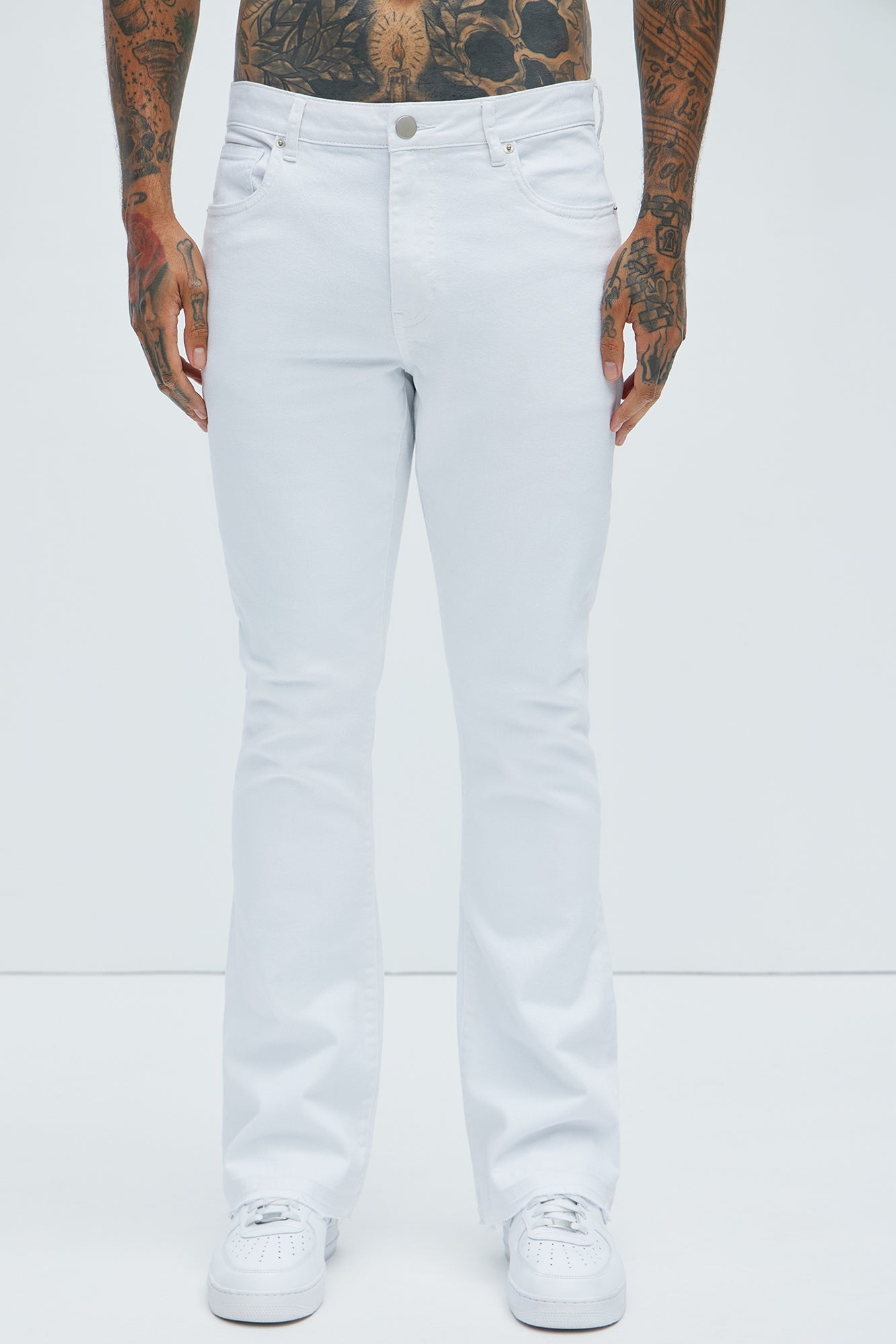 Cornell Slim Flare Jeans - White Fashion Nova