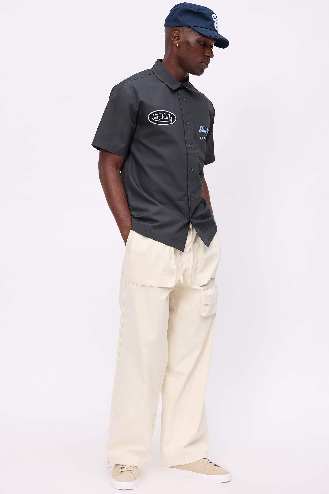 Baggy Make That Call Front Pocket Pants - Off White Fashion Nova