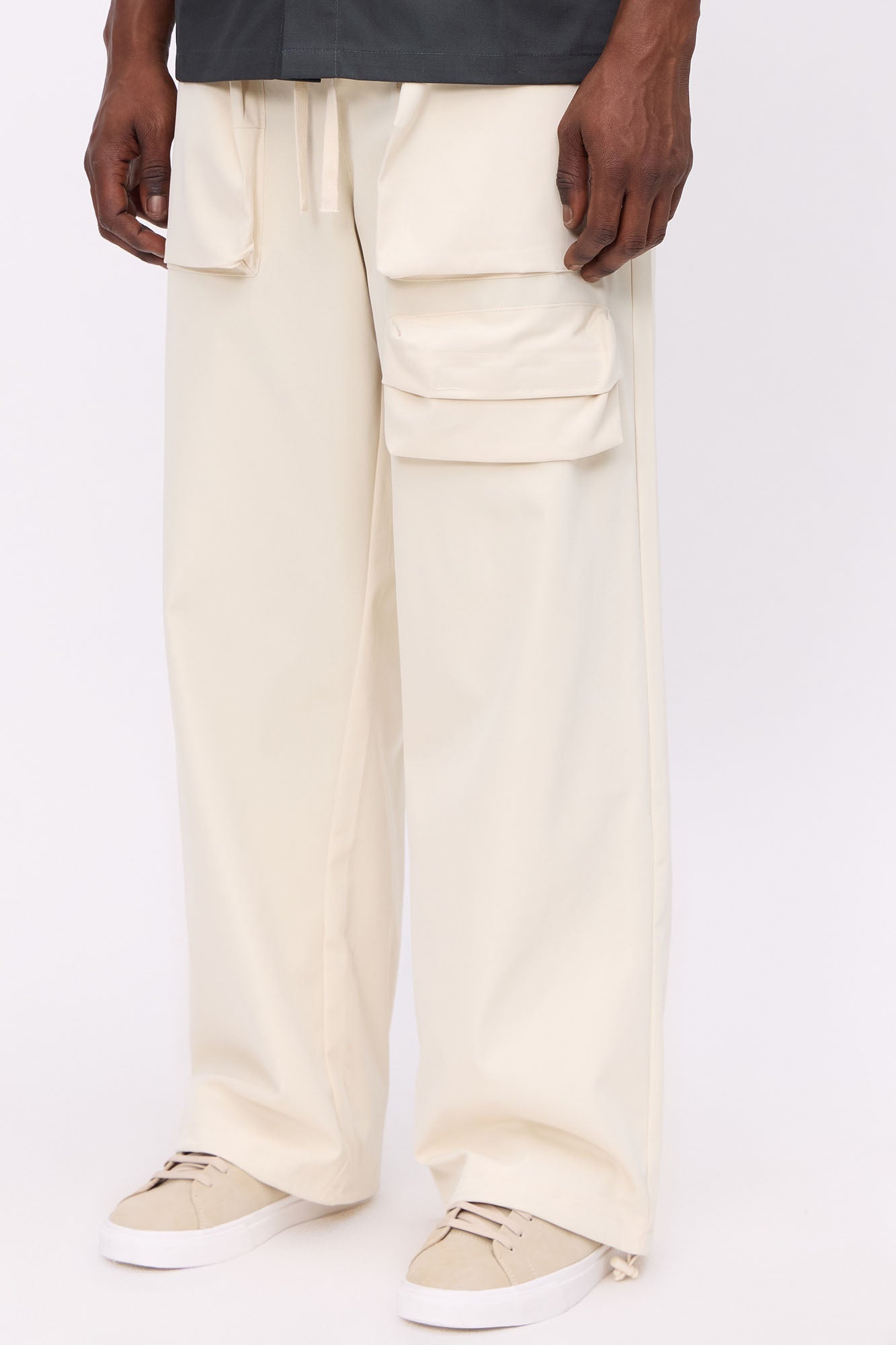Baggy Make That Call Front Pocket Pants - Off White Fashion Nova