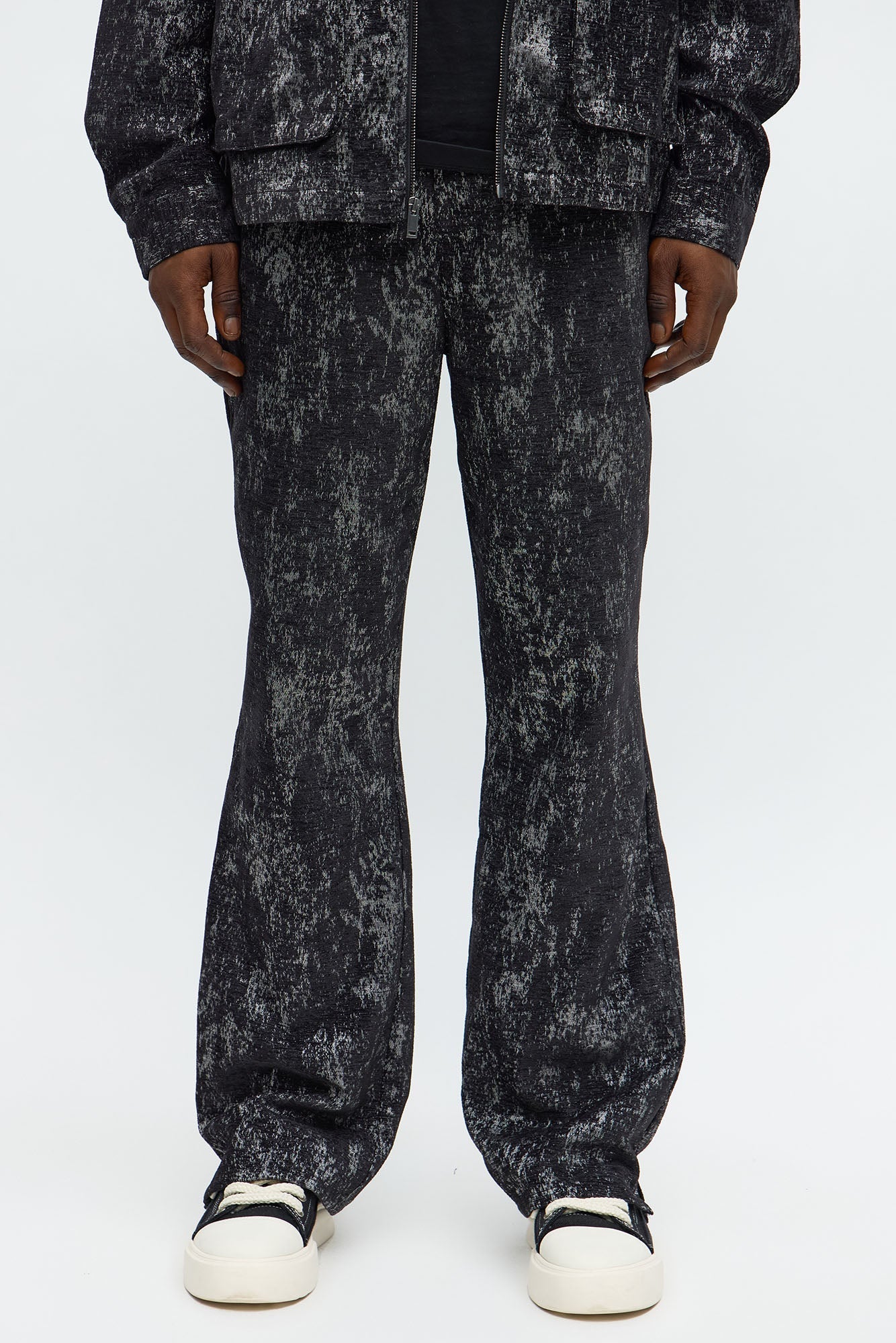 Slim Flare Slit Velvet Heathered Pant - Black Fashion Nova