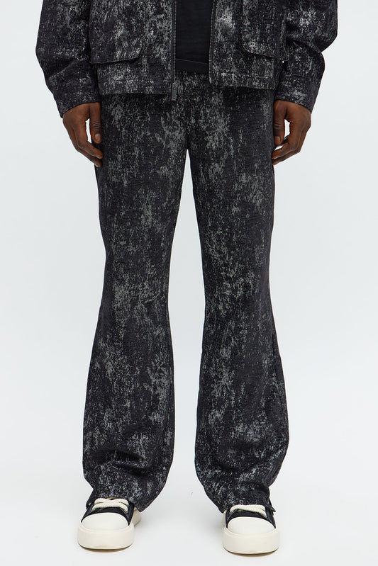 Slim Flare Slit Velvet Heathered Pant - Black Fashion Nova