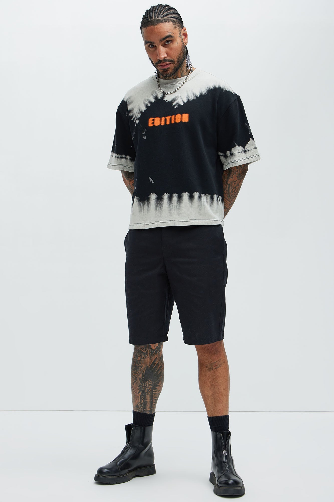 Blurred Edition Fleece Short Sleeve Tee - Black/combo Fashion Nova