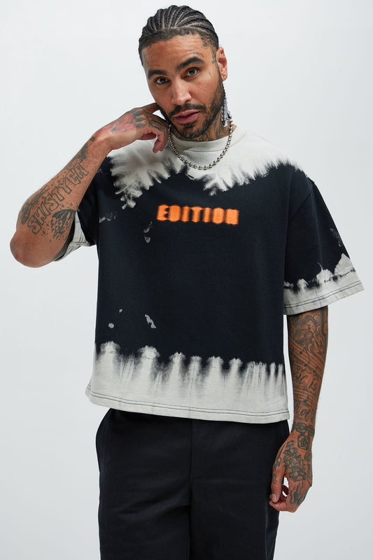 Blurred Edition Fleece Short Sleeve Tee - Black/combo Fashion Nova
