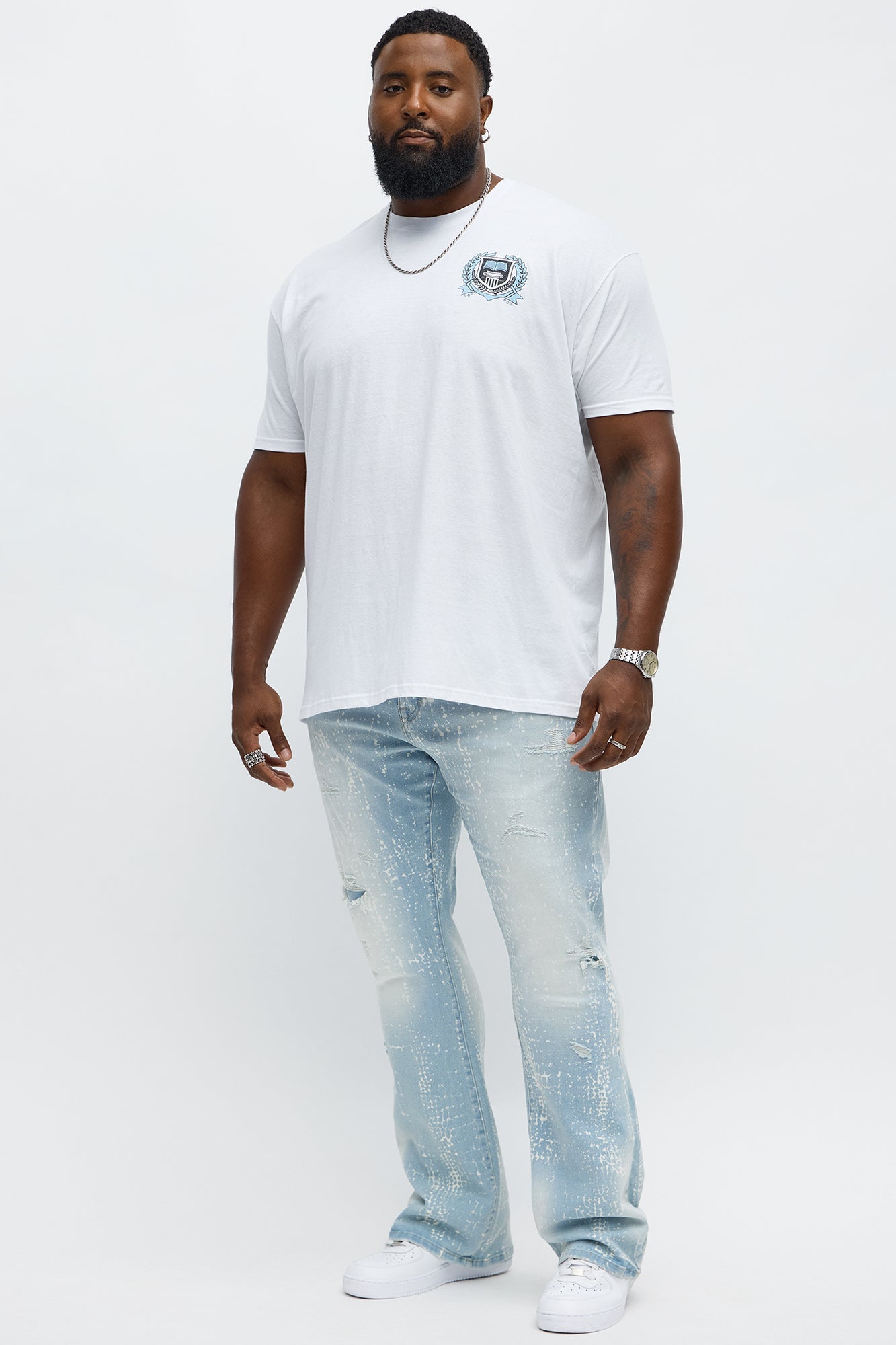Stacked Skinny Flare Bleach Croc Jean - Light Wash Fashion Nova