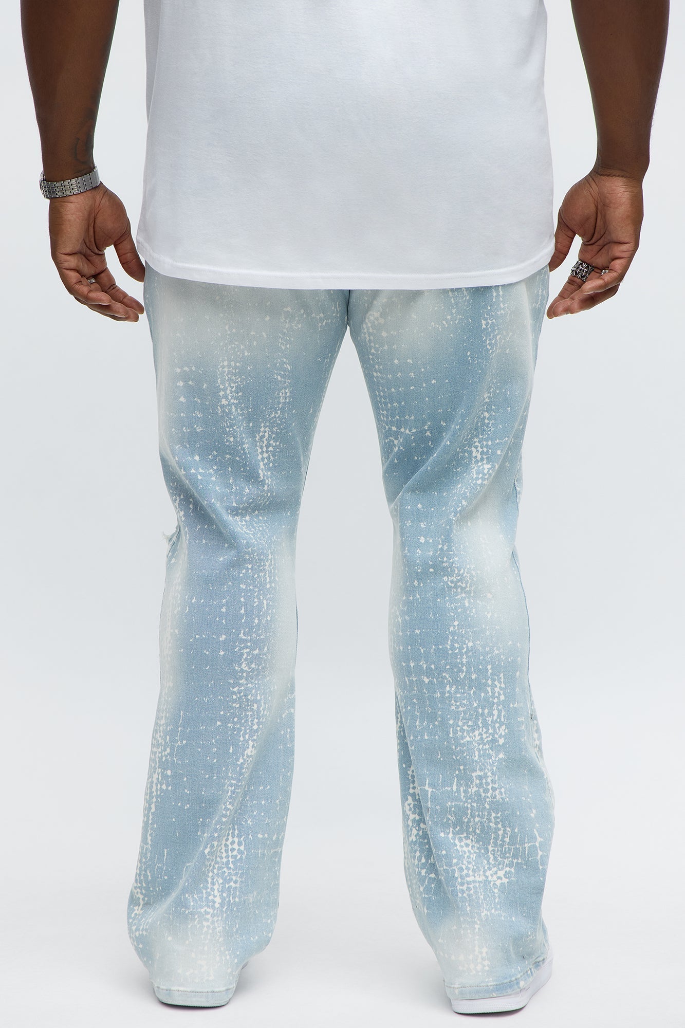Stacked Skinny Flare Bleach Croc Jean - Light Wash Fashion Nova