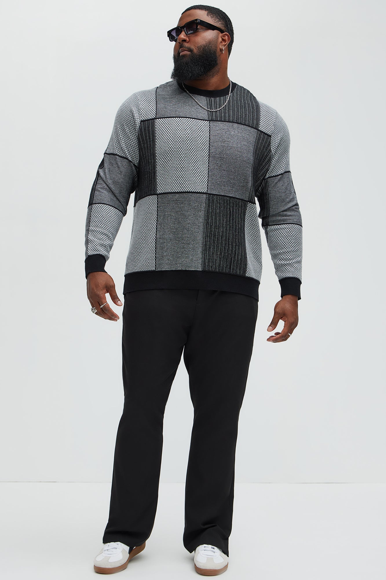 Better And Better Crewneck Sweater - Black/combo Fashion Nova
