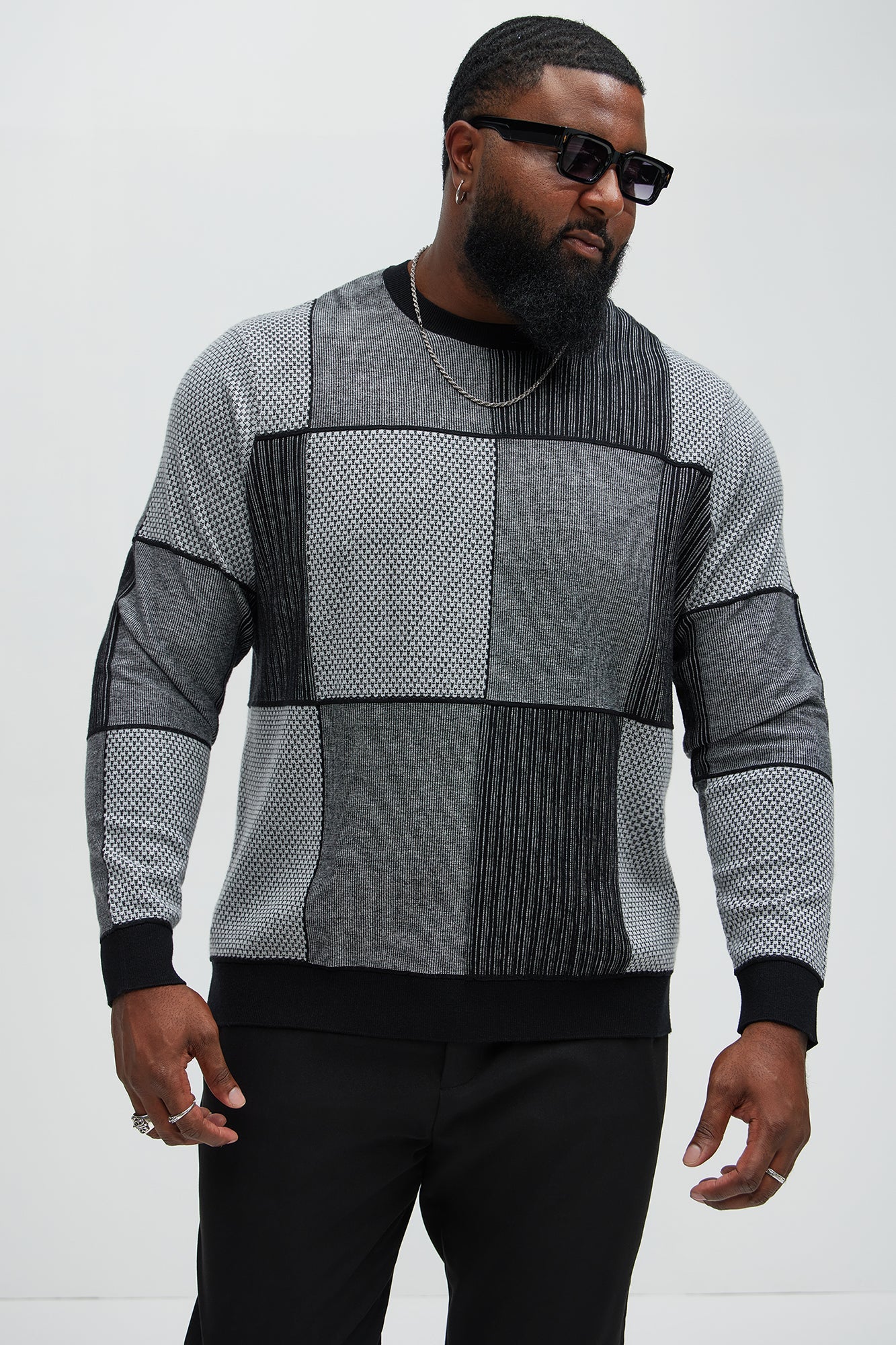 Better And Better Crewneck Sweater - Black/combo Fashion Nova