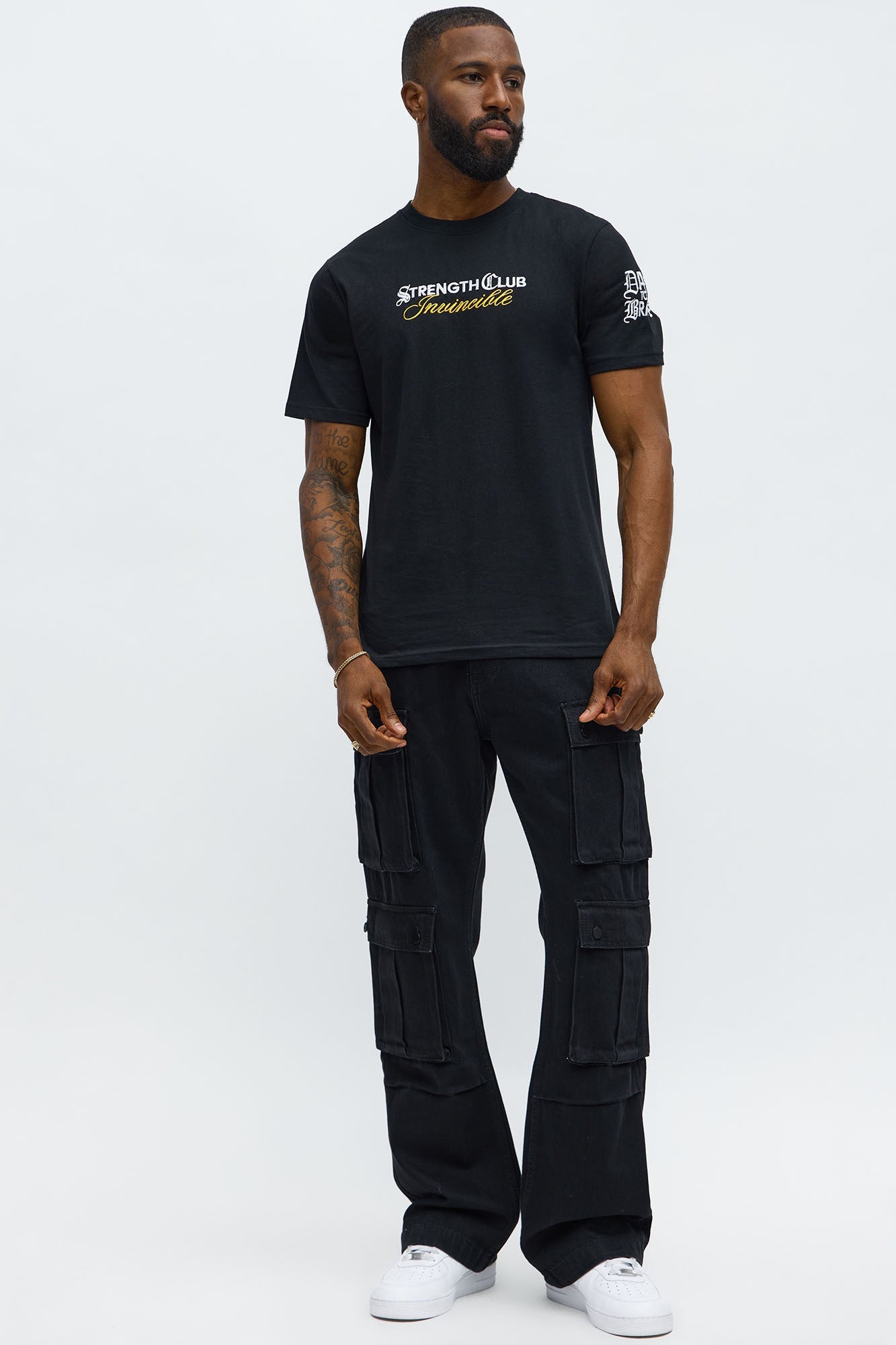Strength Club Embroidery Short Sleeve Tee - Black Fashion Nova
