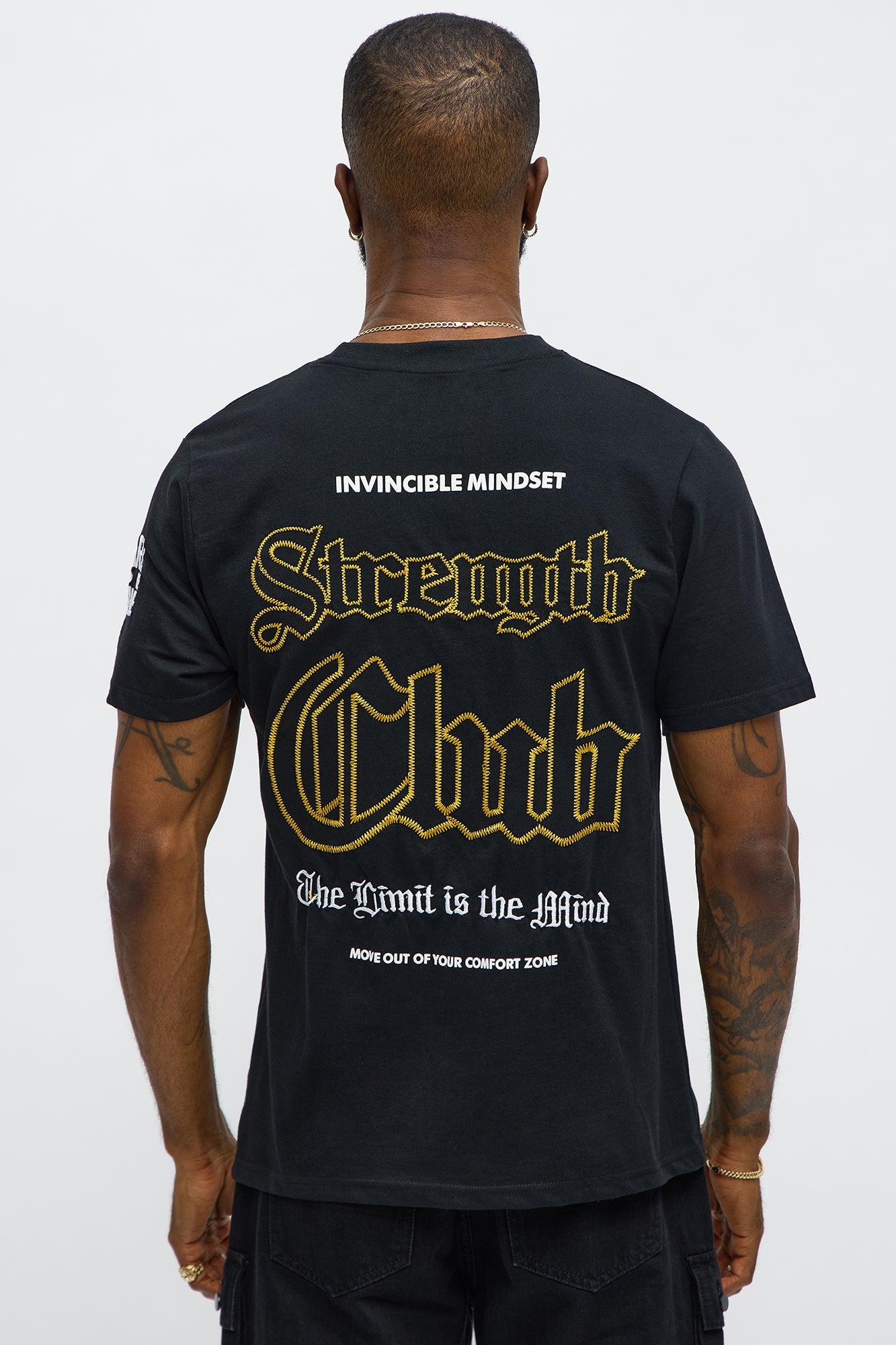 Strength Club Embroidery Short Sleeve Tee - Black Fashion Nova