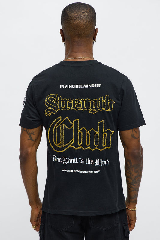 Strength Club Embroidery Short Sleeve Tee - Black Fashion Nova