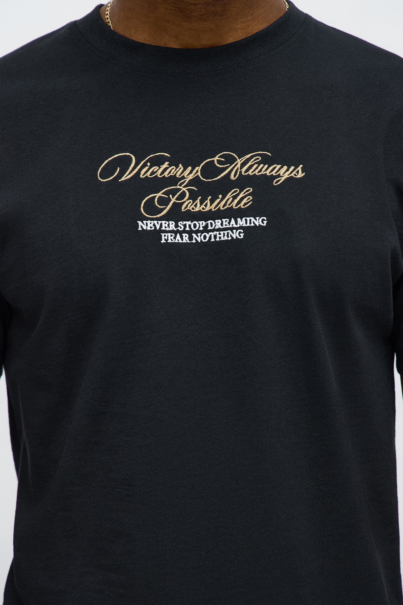 Victory Embroidery Short Sleeve Tee - Black Fashion Nova
