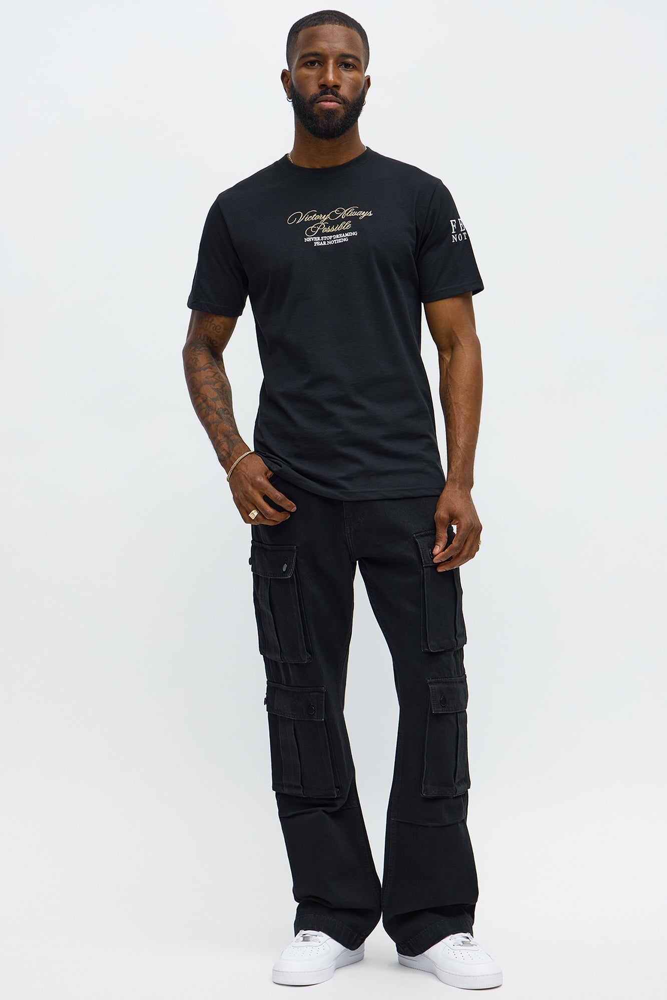 Victory Embroidery Short Sleeve Tee - Black Fashion Nova