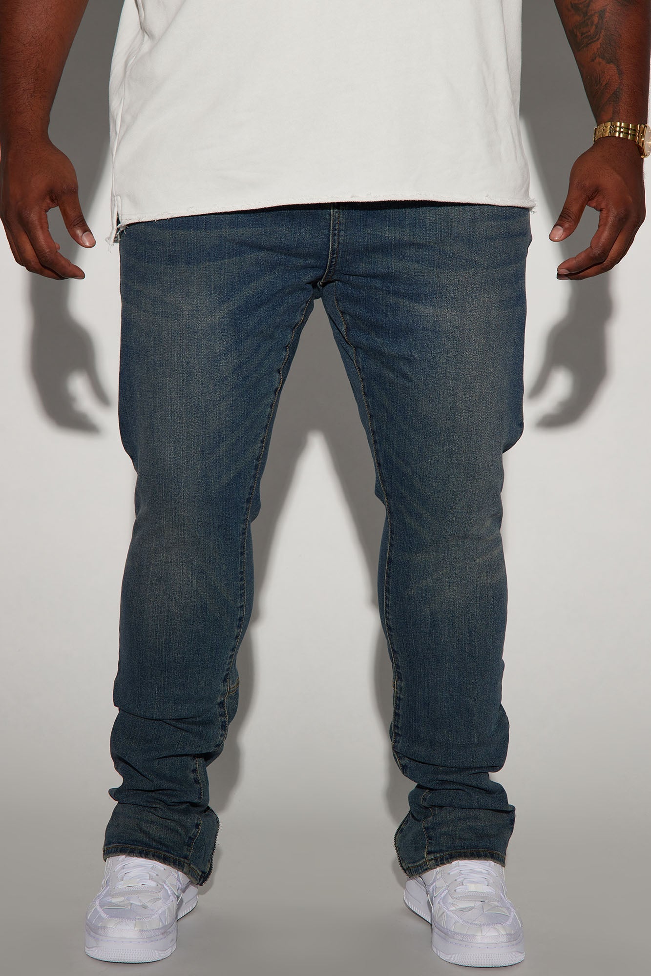 Drop Top Back Zip Stacked Skinny Jeans - Vintage Blue Wash Fashion Nova