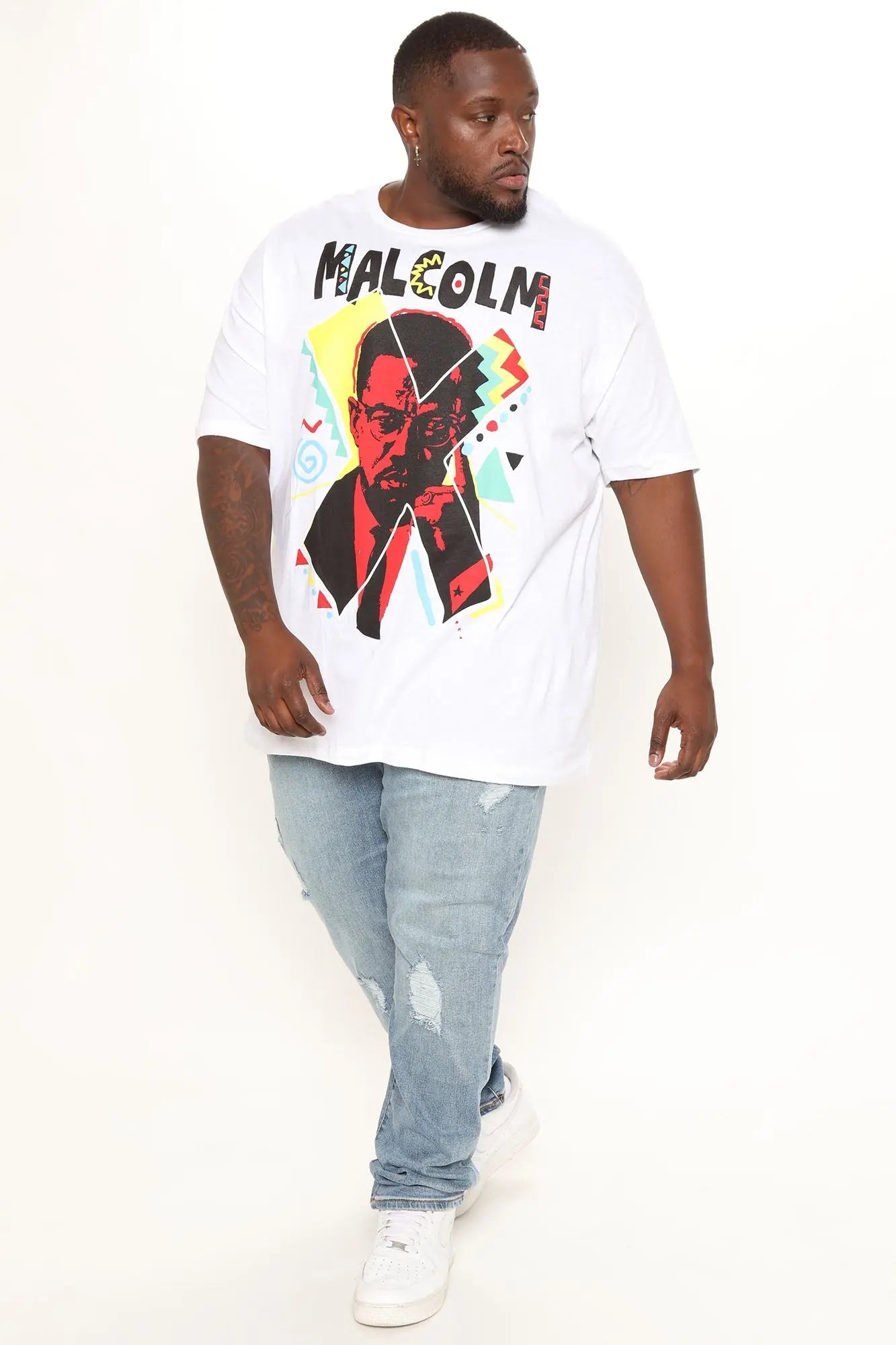 Malcolm X 90's Artist Edition Short Sleeve Tee - White Fashion Nova