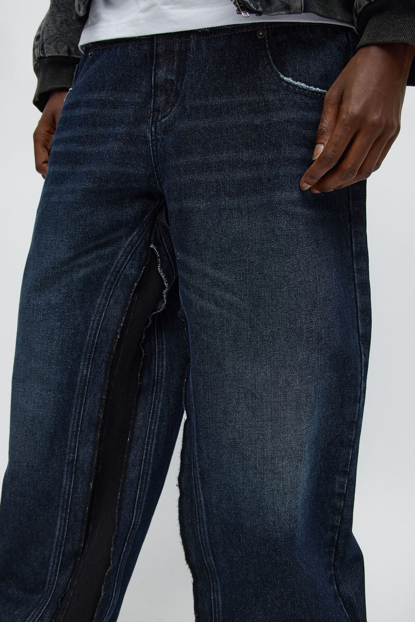 Baggy Double Waist Two Tone Jean - Indigo Fashion Nova