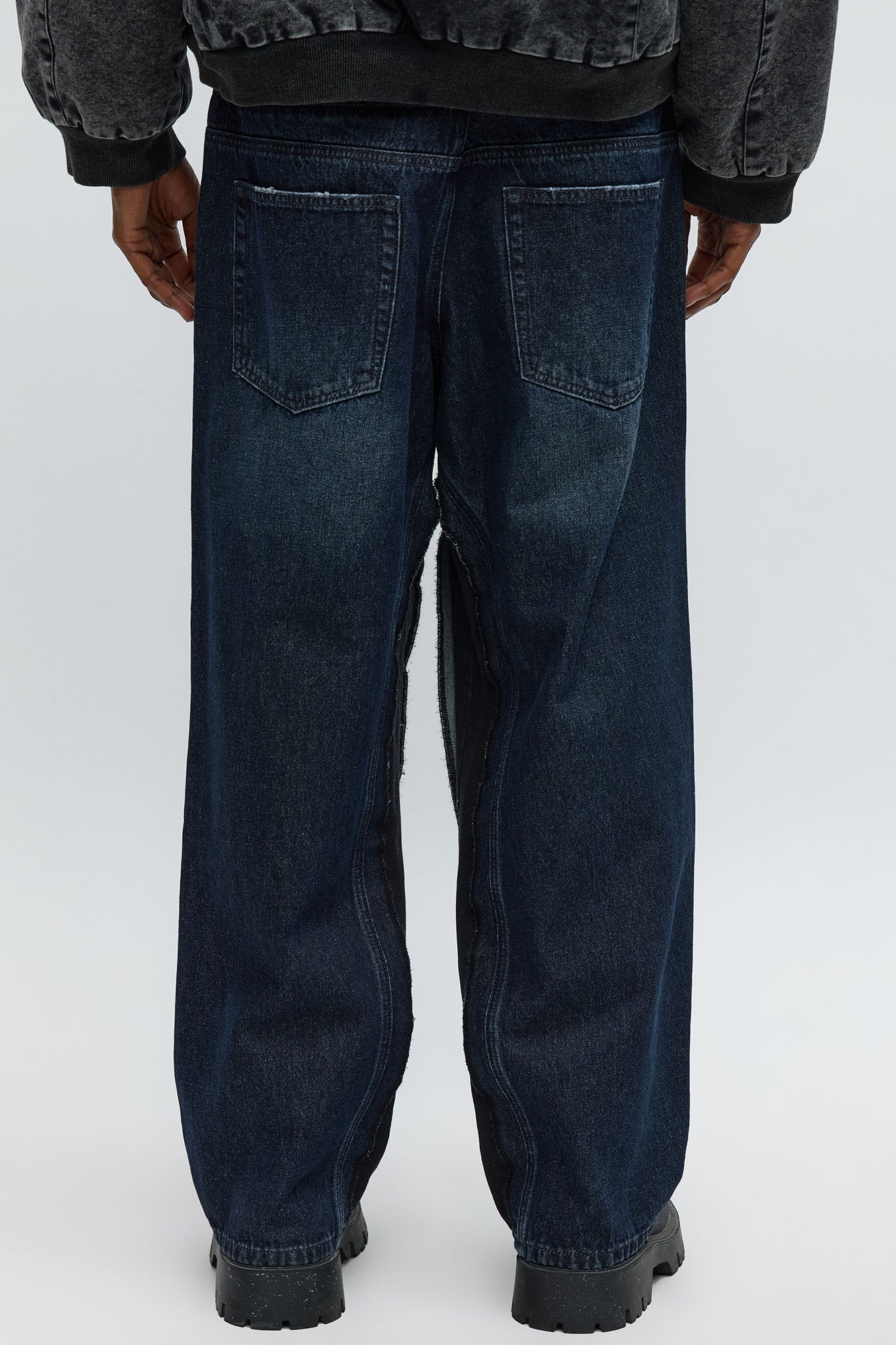 Baggy Double Waist Two Tone Jean - Indigo Fashion Nova