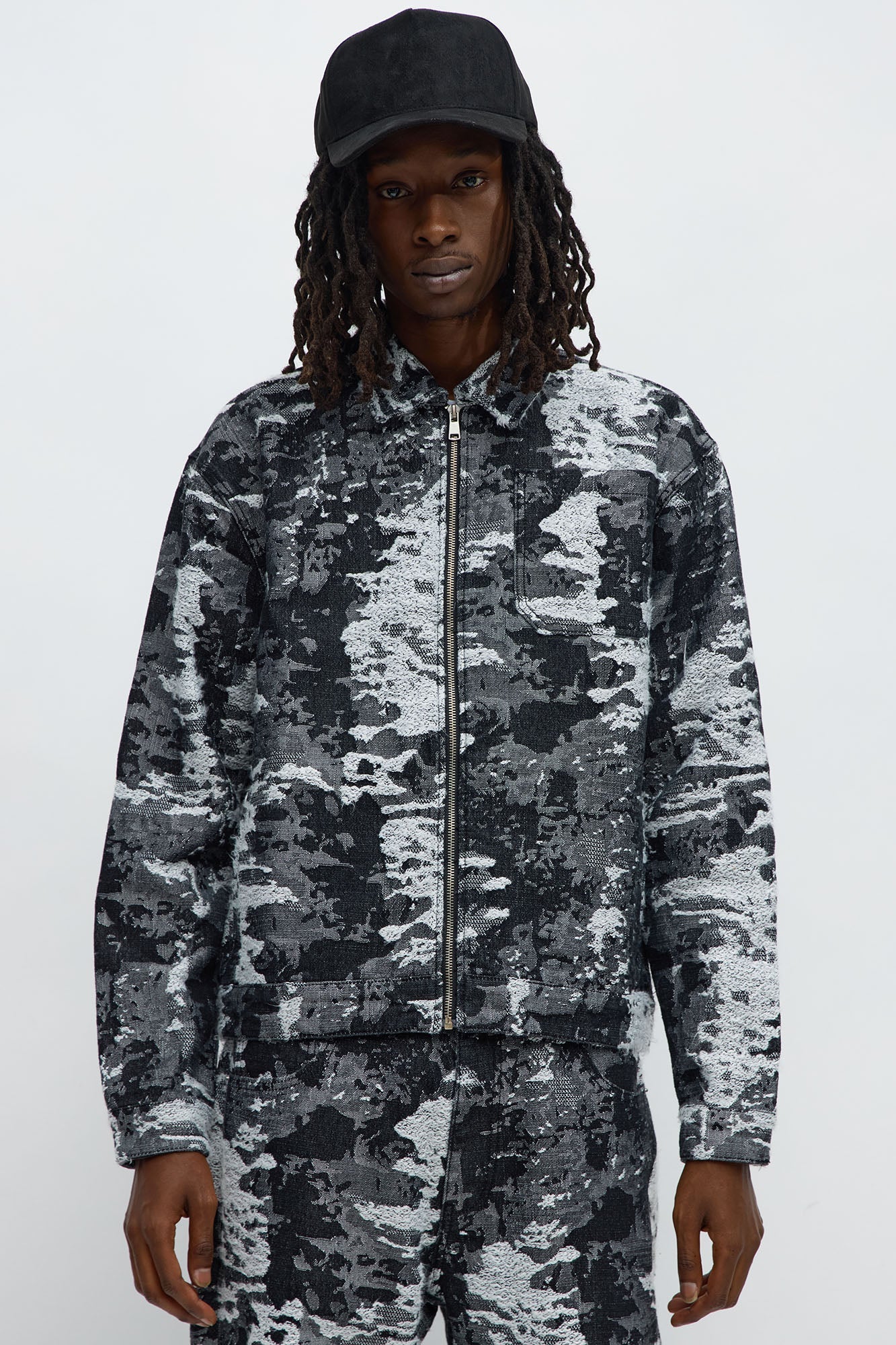 Cropped Fading In And Out Work Jacket - Black Wash Fashion Nova