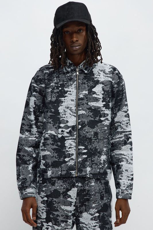 Cropped Fading In And Out Work Jacket - Black Wash Fashion Nova