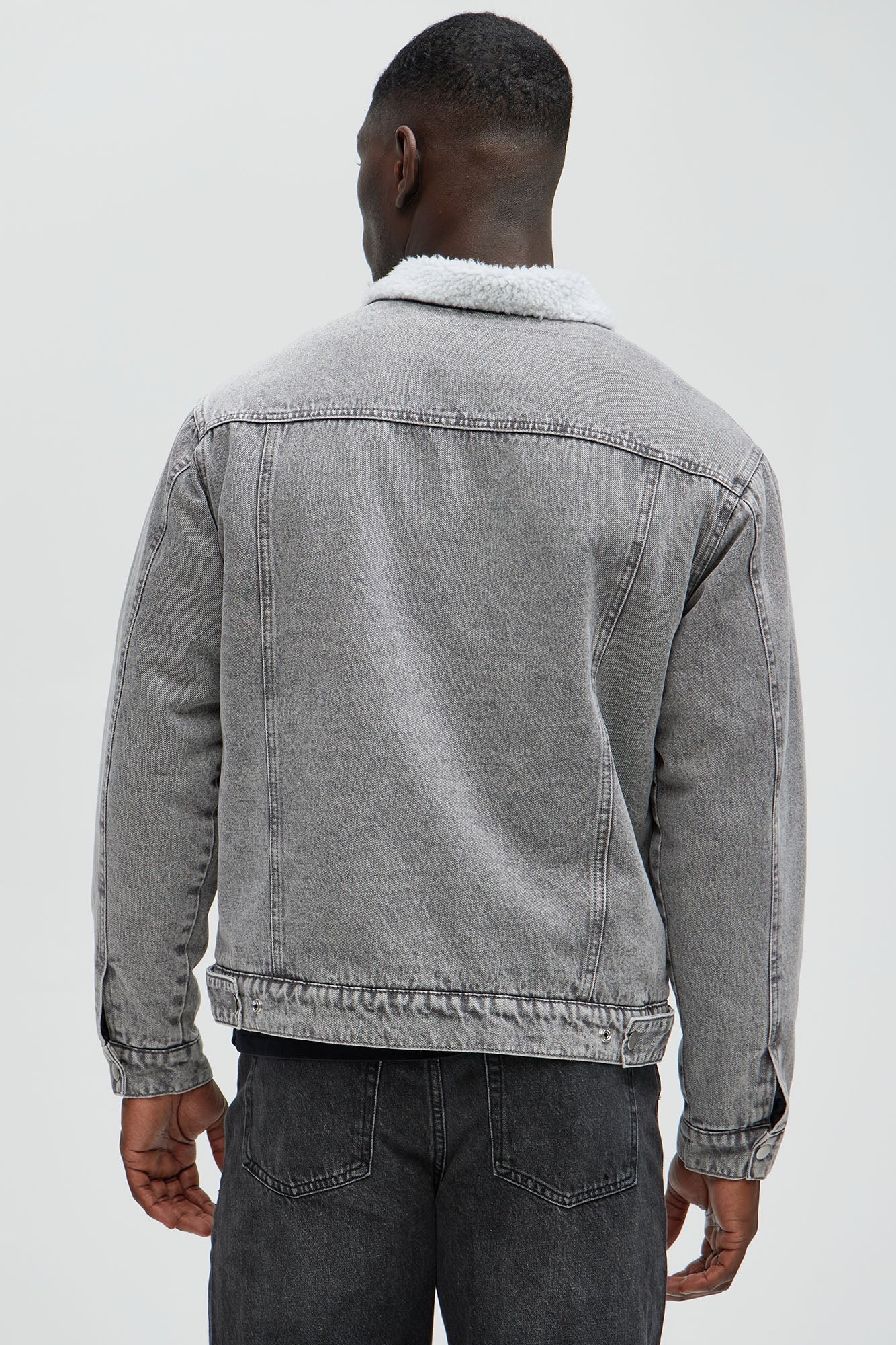 Street Dreams Sherpa Collar Jacket - Grey/combo Fashion Nova