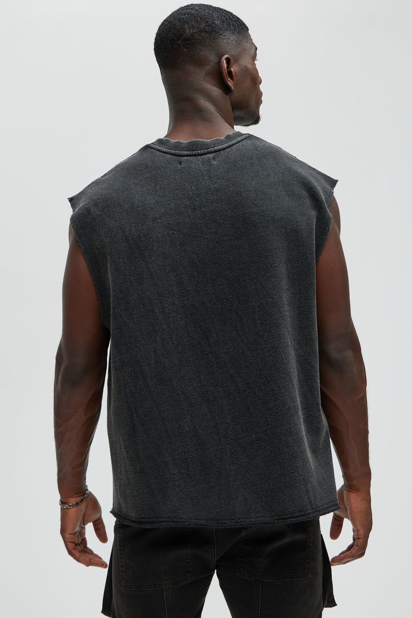Greaser Paneled Fleece Muscle Tee - Black Wash Fashion Nova