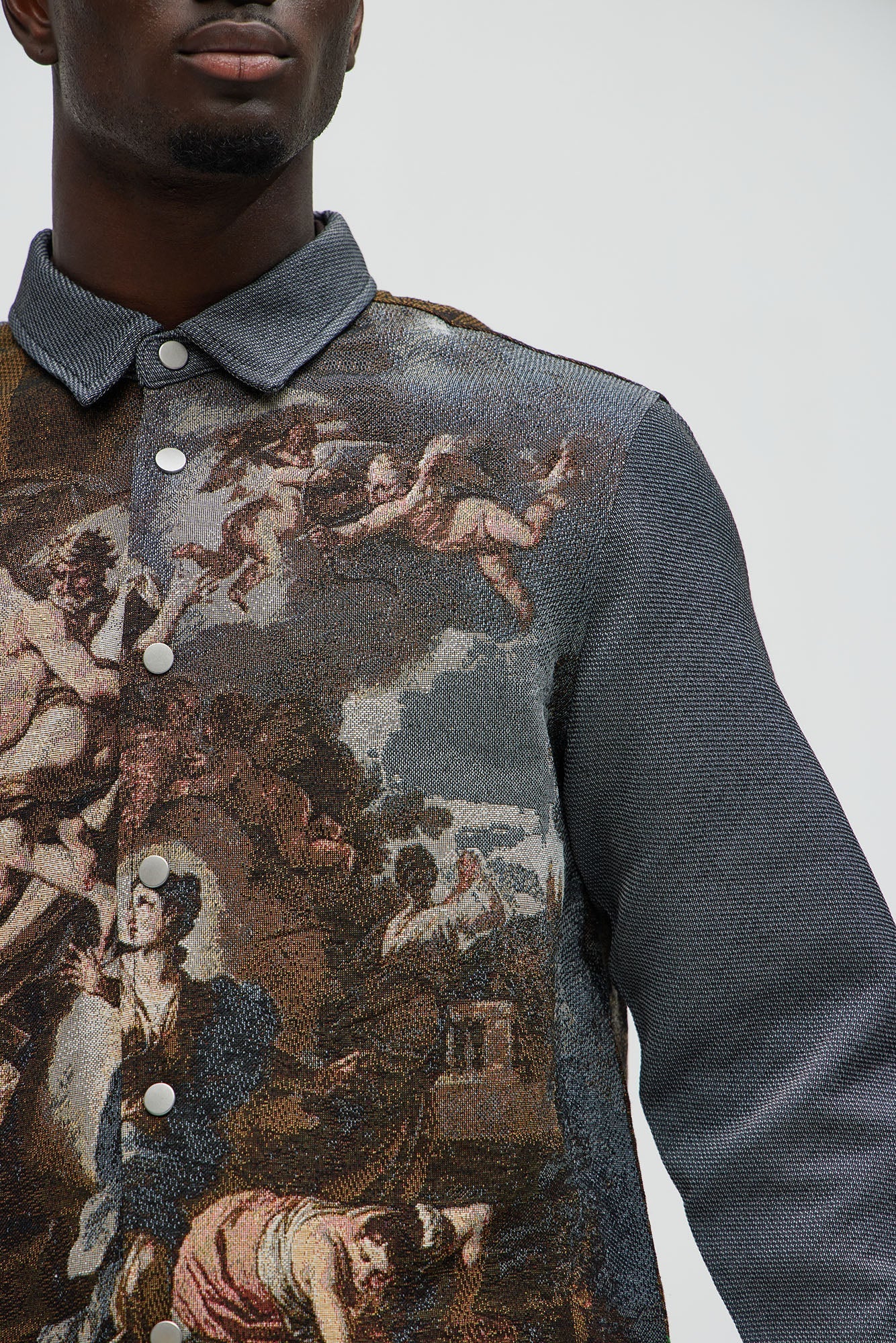 Cassiel Tapestry Cropped Button Up Shirt - Multi Color Fashion Nova