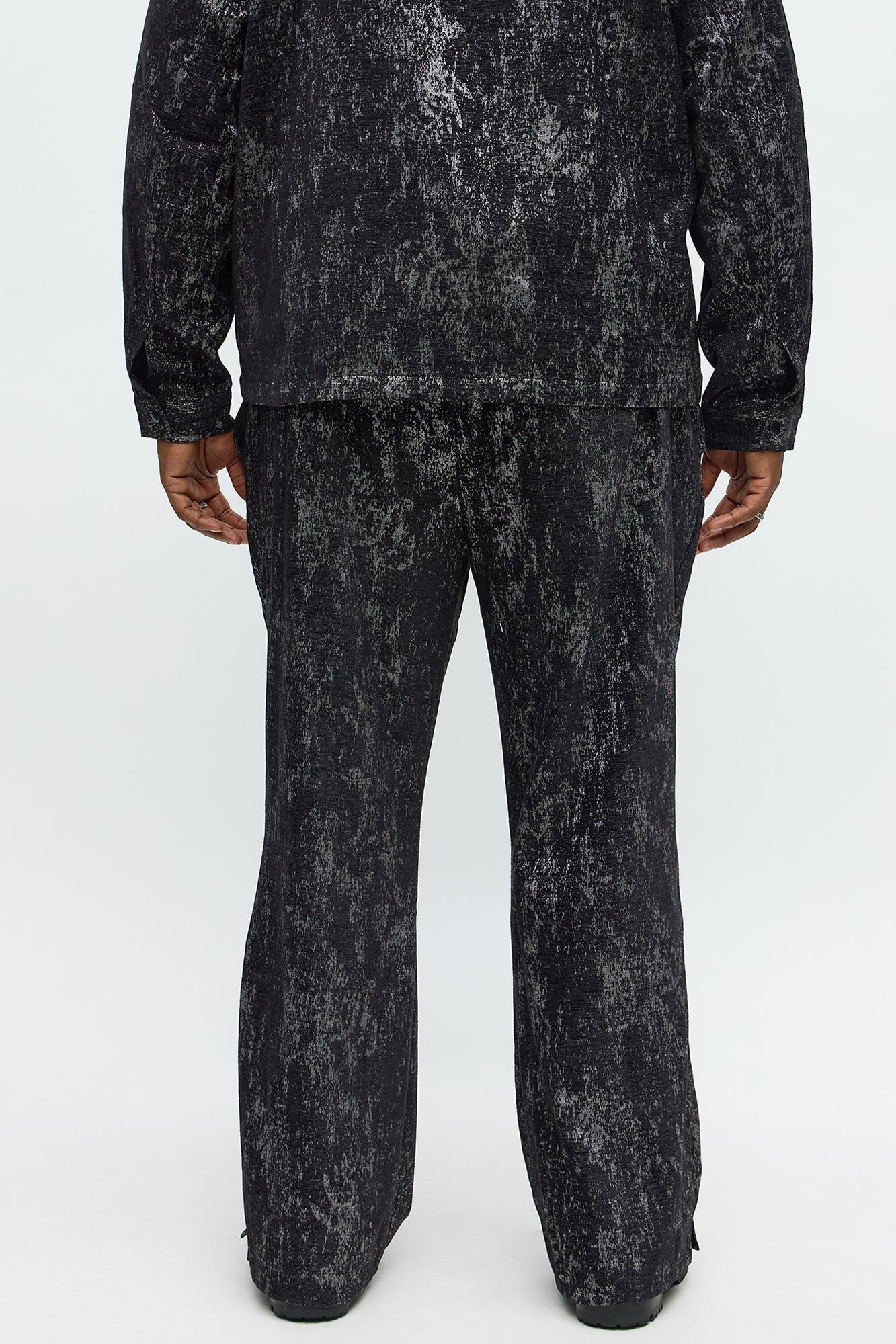 Slim Flare Slit Velvet Heathered Pant - Black Fashion Nova