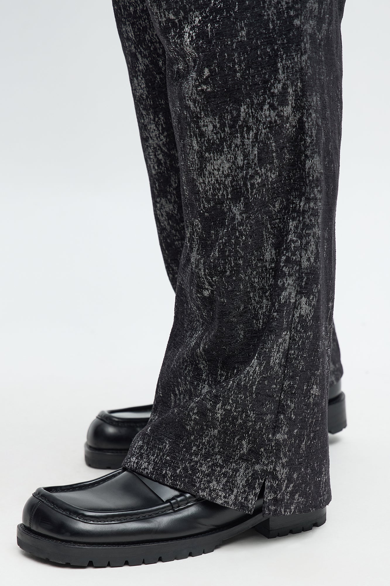 Slim Flare Slit Velvet Heathered Pant - Black Fashion Nova