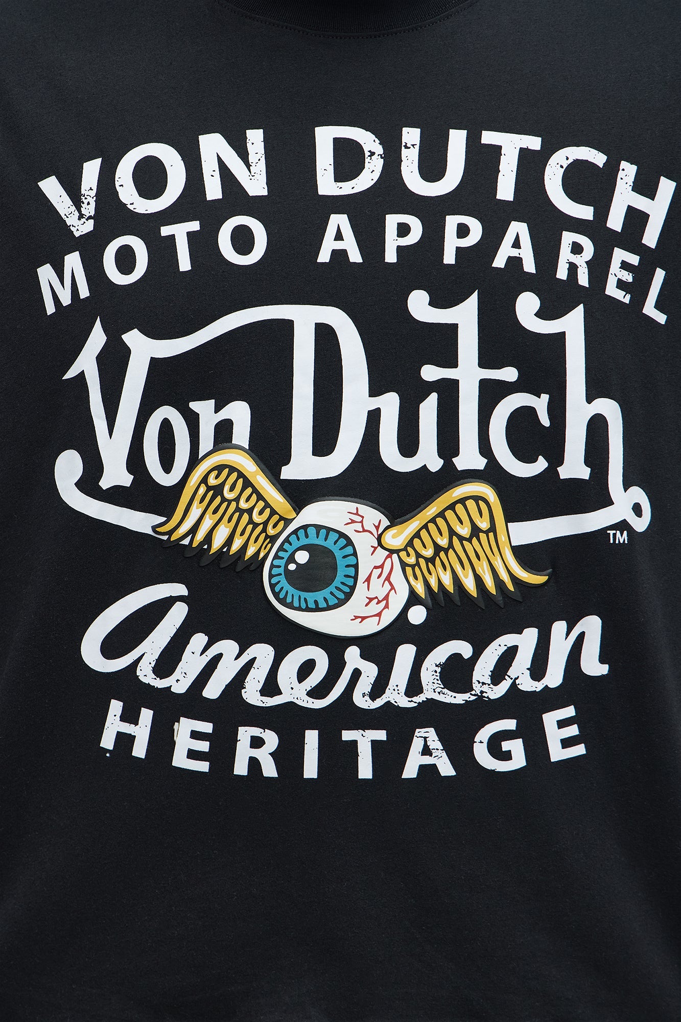 Oversized Cropped Von Dutch Moto Tee - Black Fashion Nova
